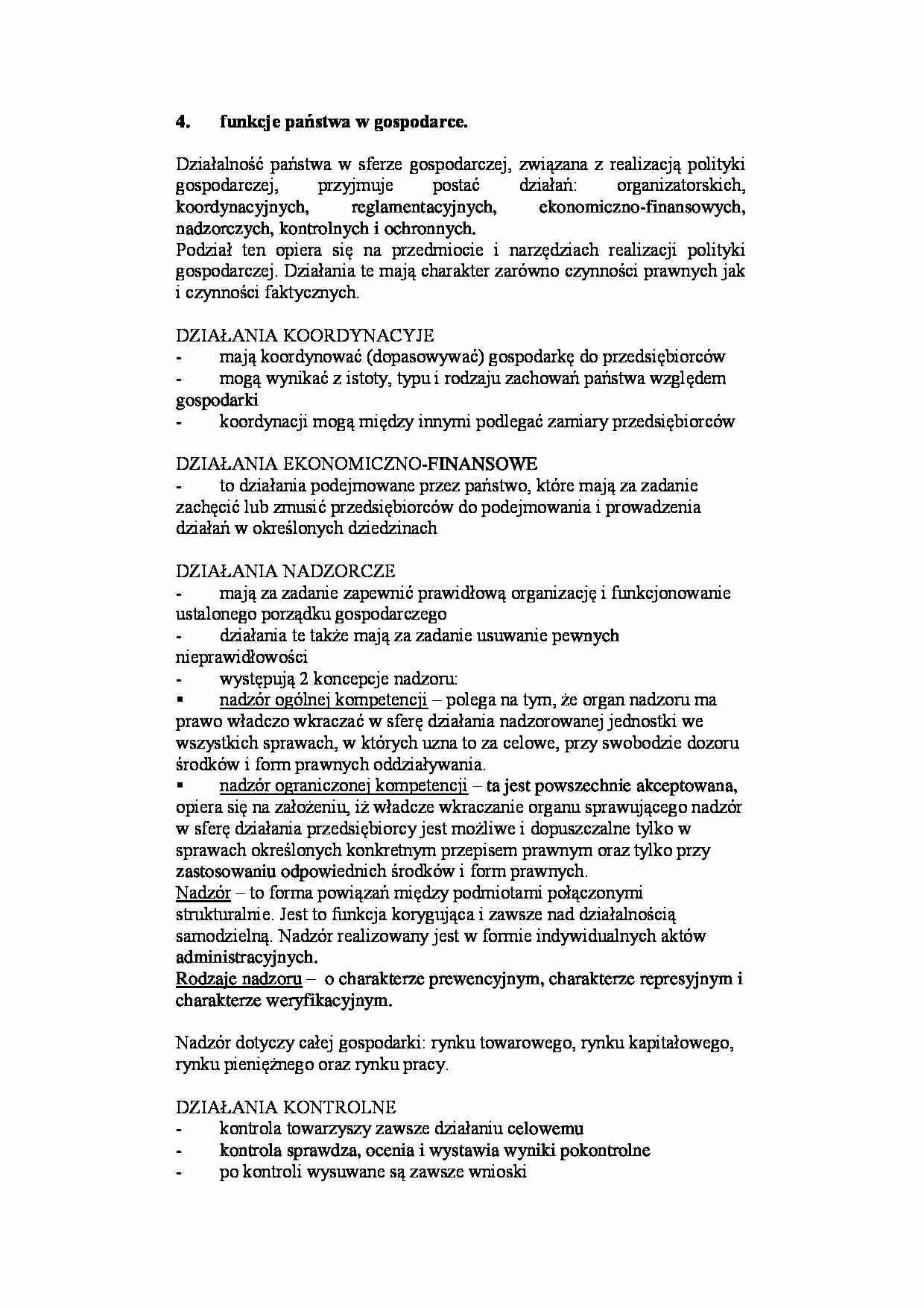 Działania koordynacyjne i ekonomiczno-finansowe państwa - wykład - strona 1