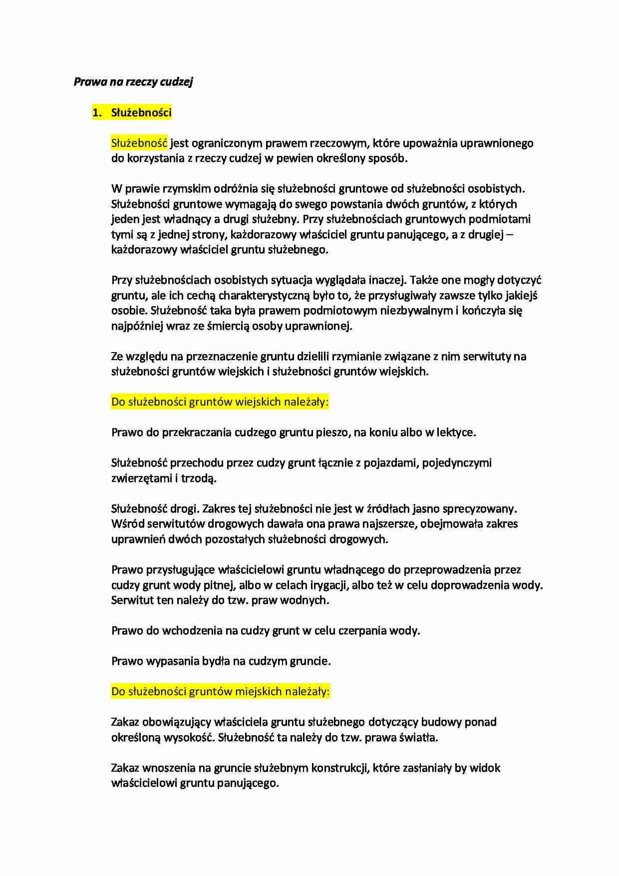 Służebności jako prawa - wykład. - strona 1