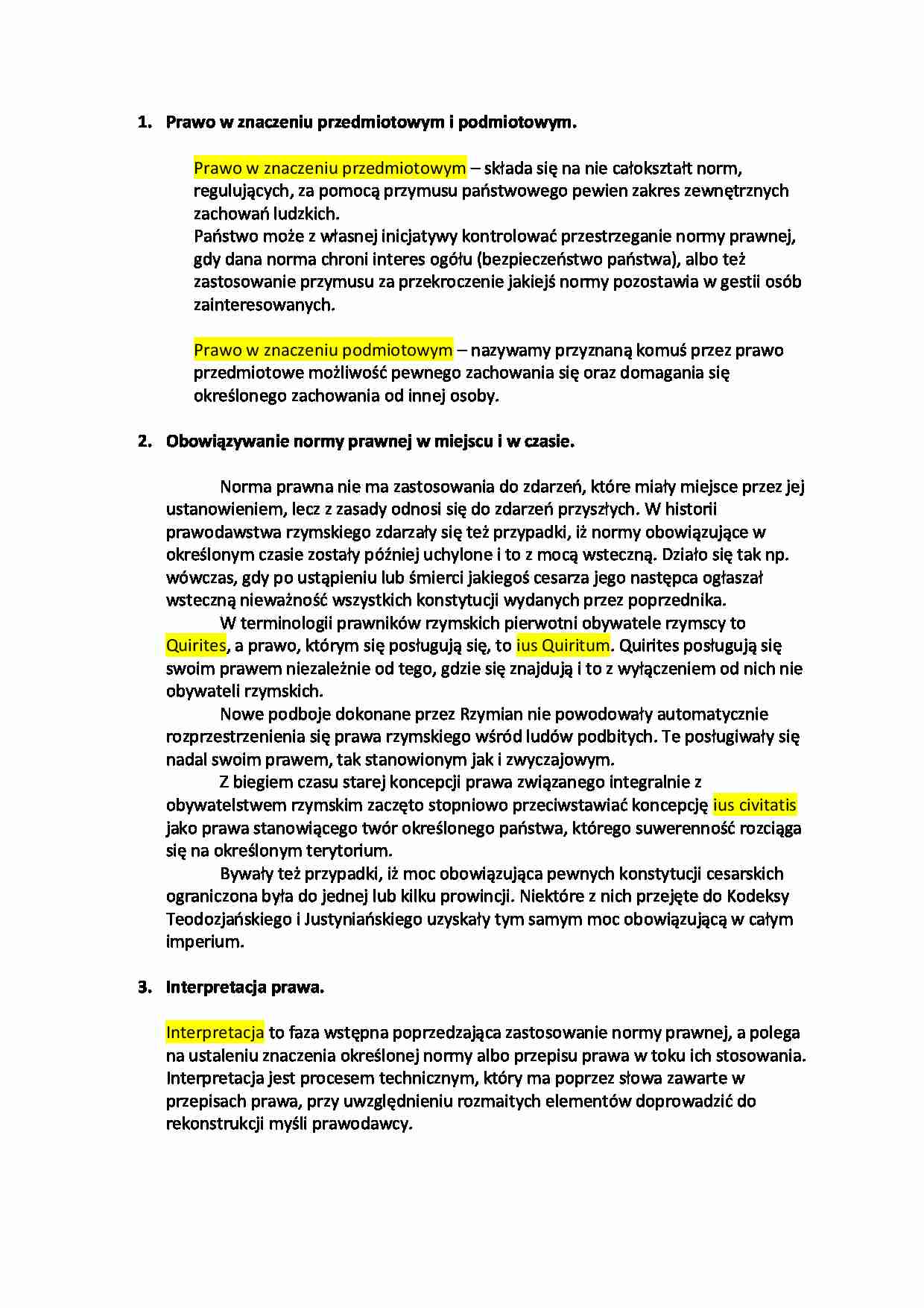 Prawo w znaczeniu przedmiotowym i podmiotowym - omówienie. - strona 1