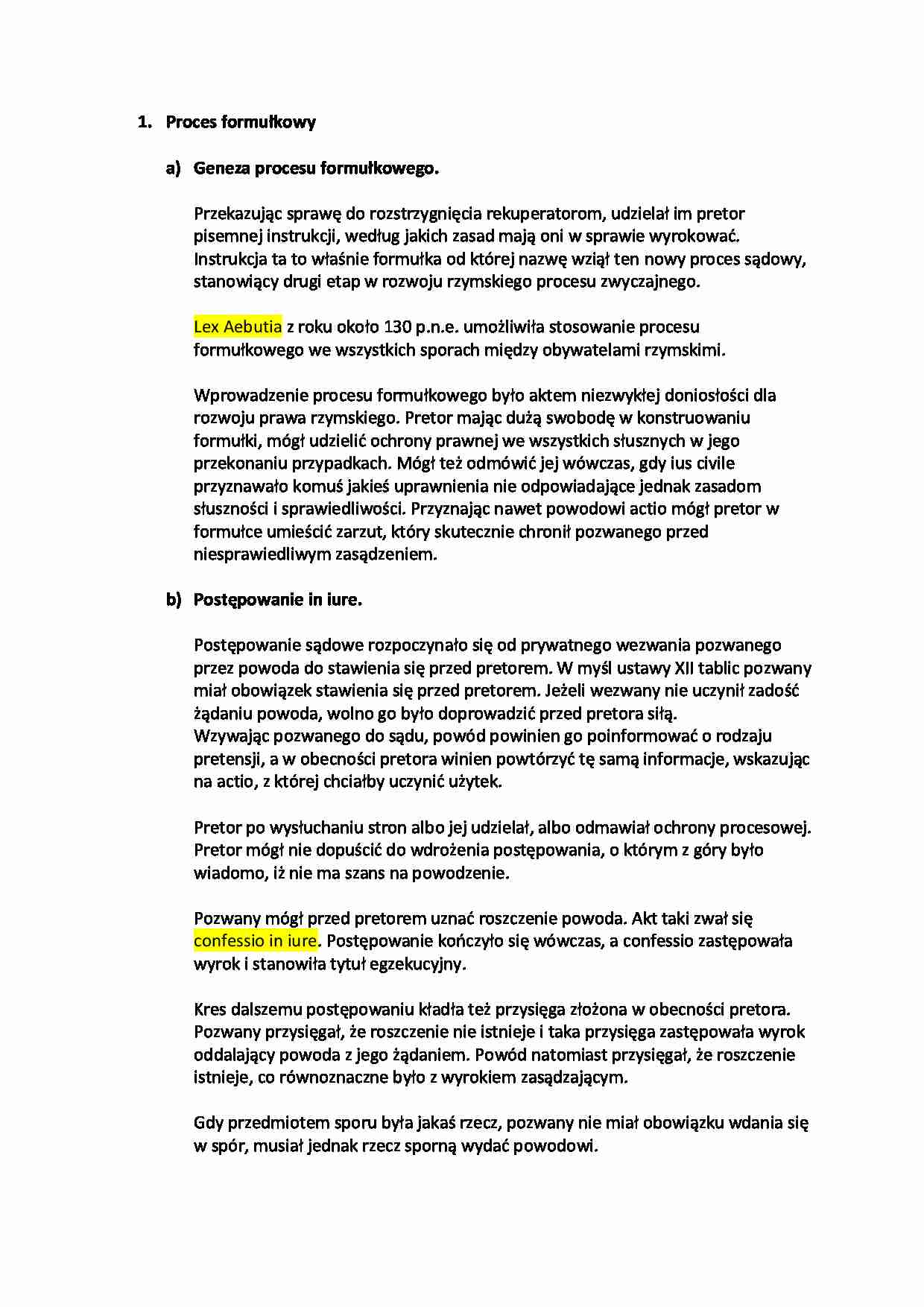 Geneza procesu formułkowego i postępowanie apud iudicem. - strona 1