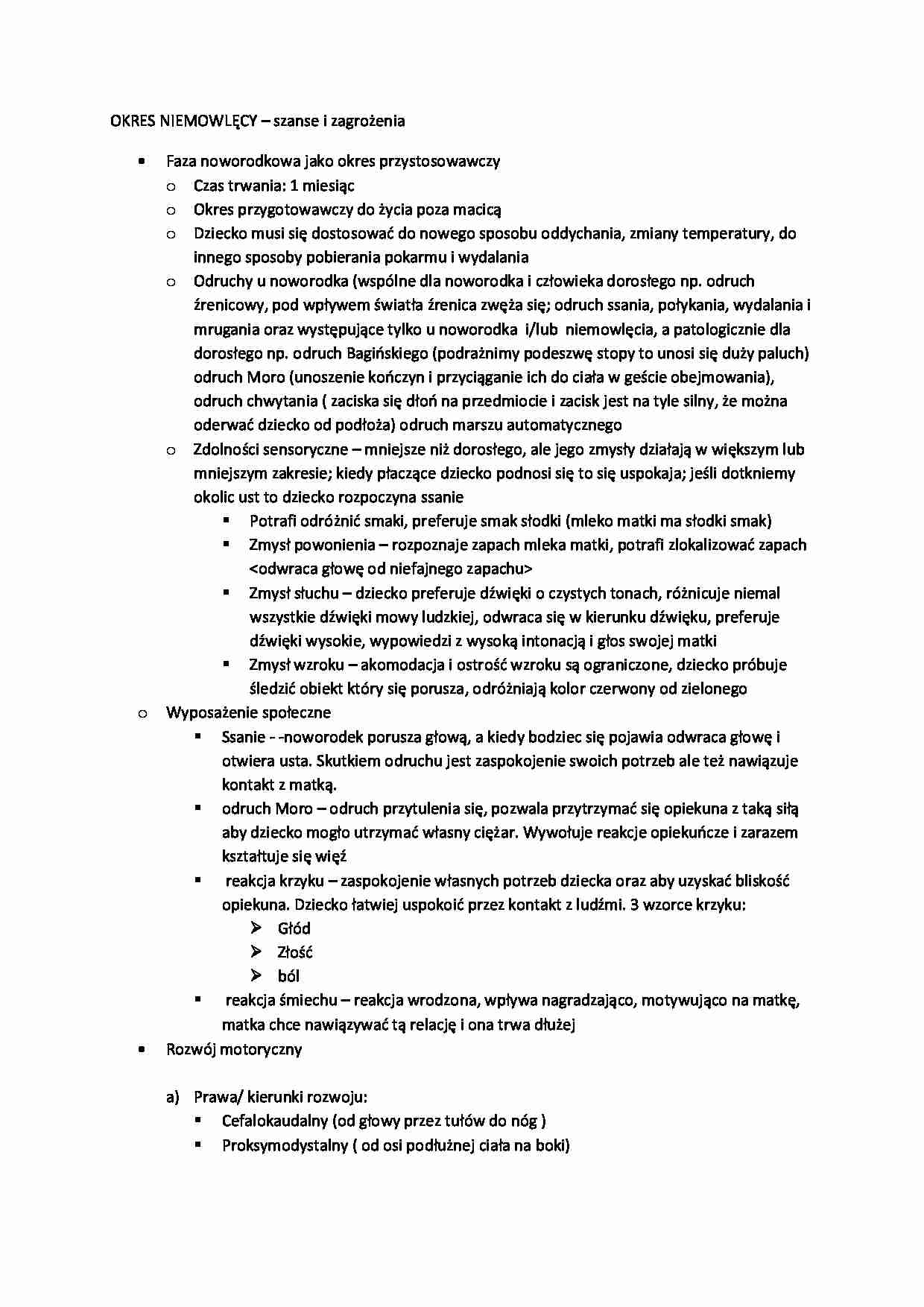Okres niemowlęcy - omówienie - strona 1