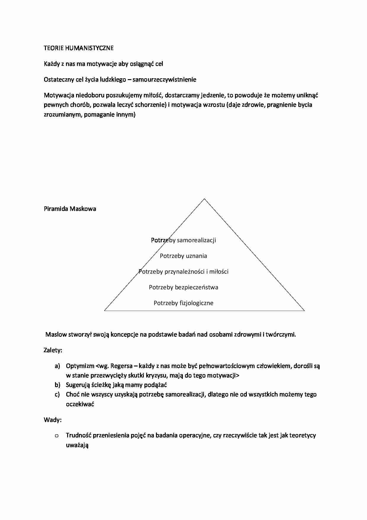 Teorie humanistyczne - omówienie - strona 1