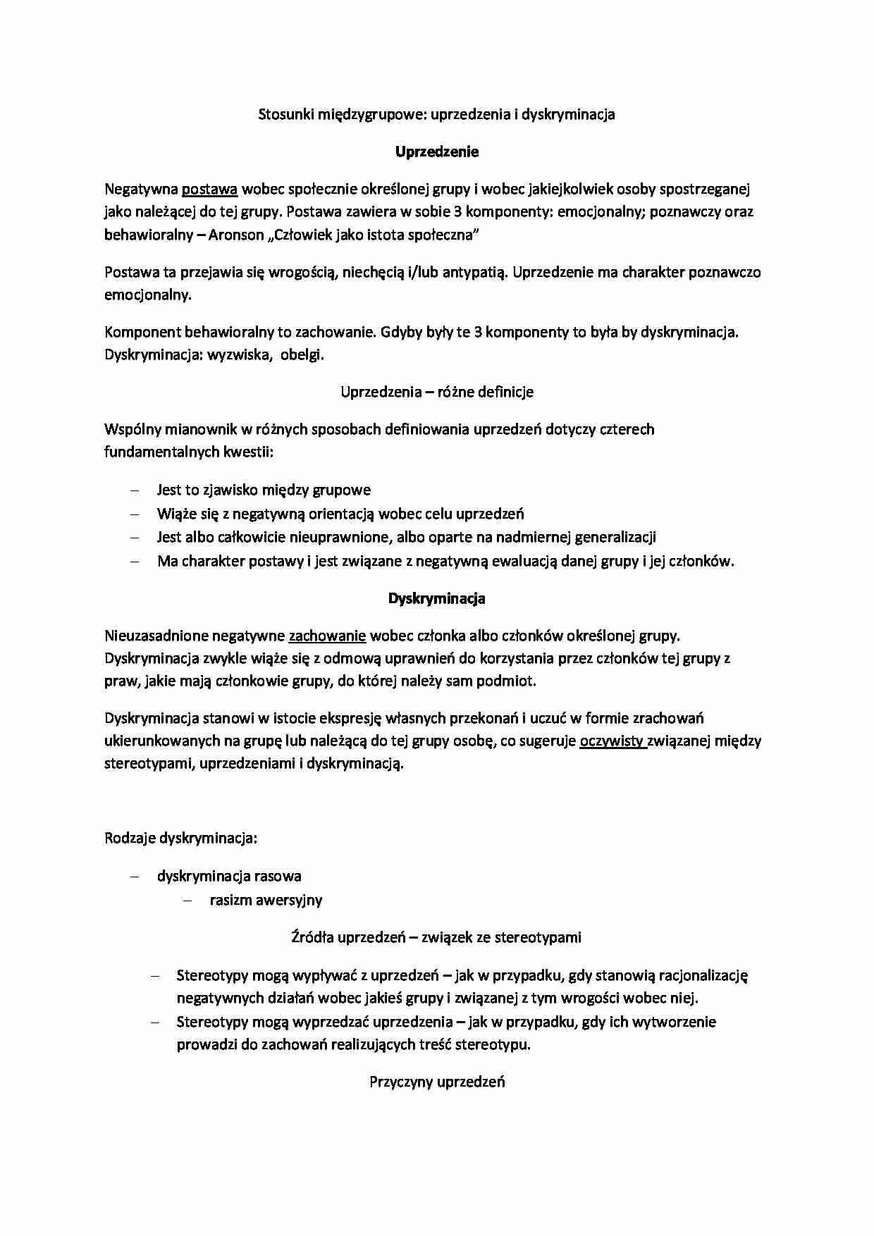  Socjologia edukacji - stosunki międzygrupowe - omówienie - strona 1