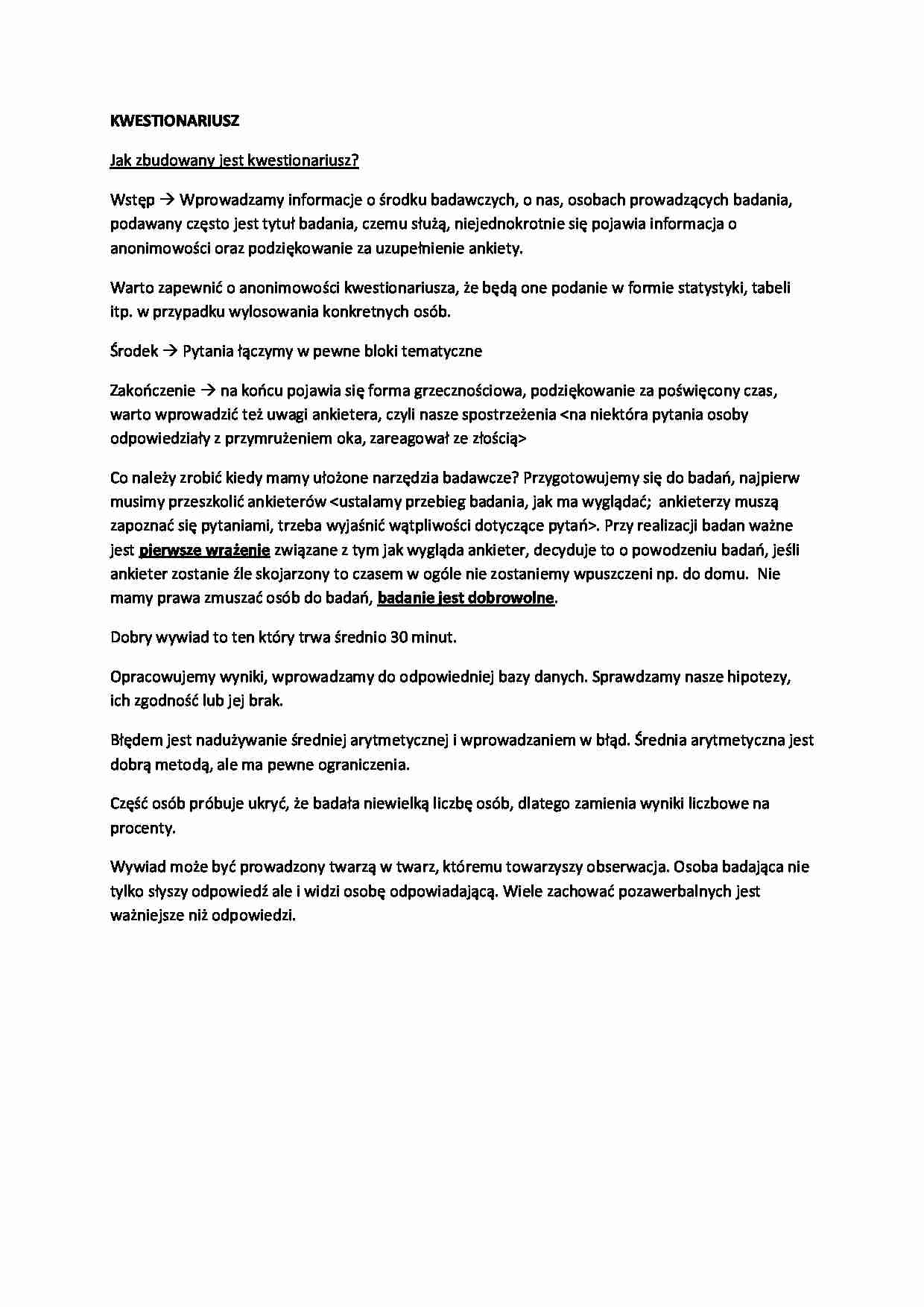 Socjologiczne podstawy edukacji - kwestionariusz  - strona 1