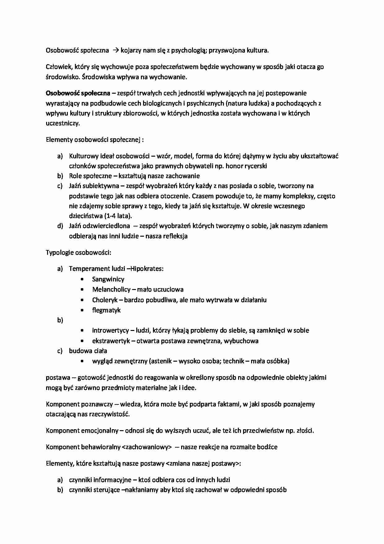 Osobowość społeczna - omówienie - strona 1