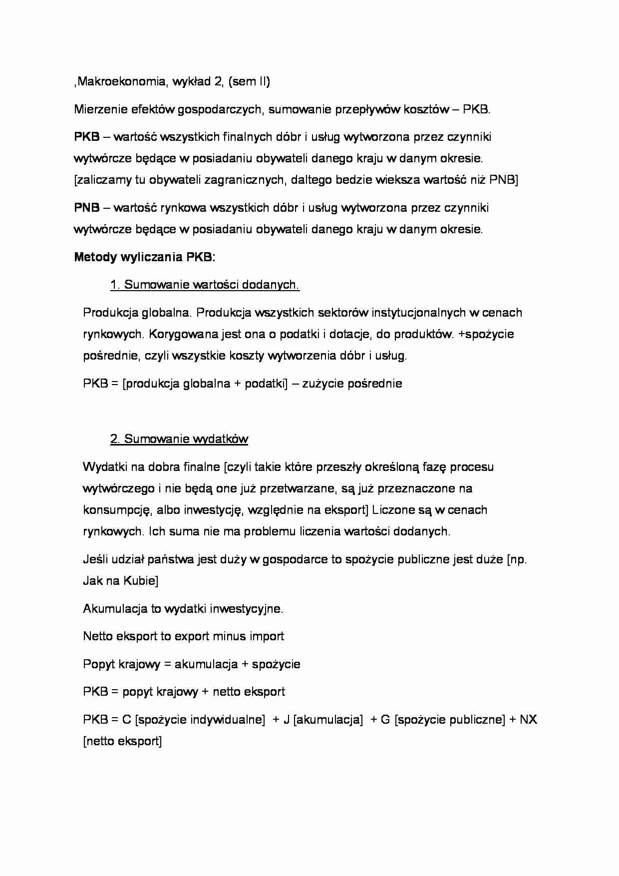 Makroekonomia - wykład 2, (sem II) - strona 1