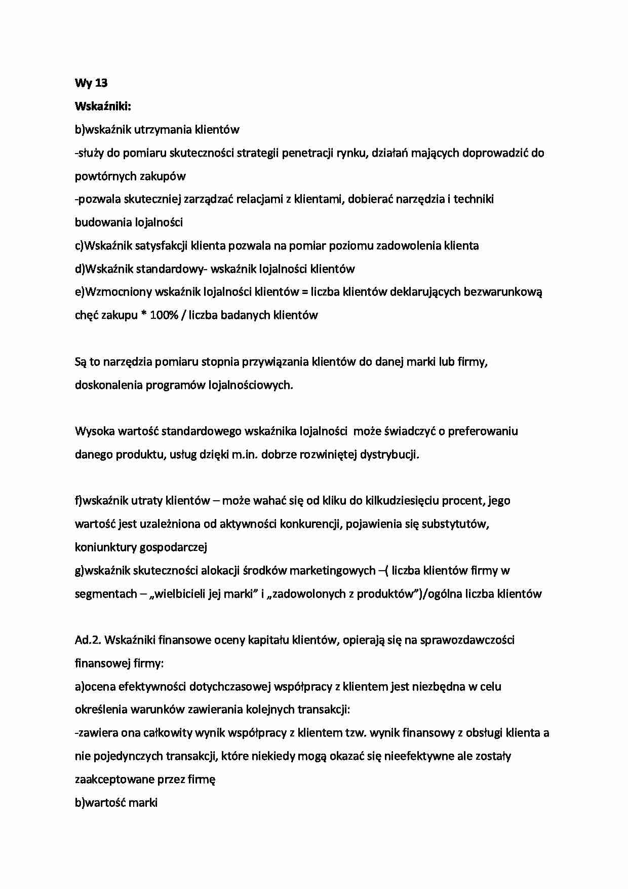 Zarządzanie relacjami z klientem - wykład 13 - strona 1