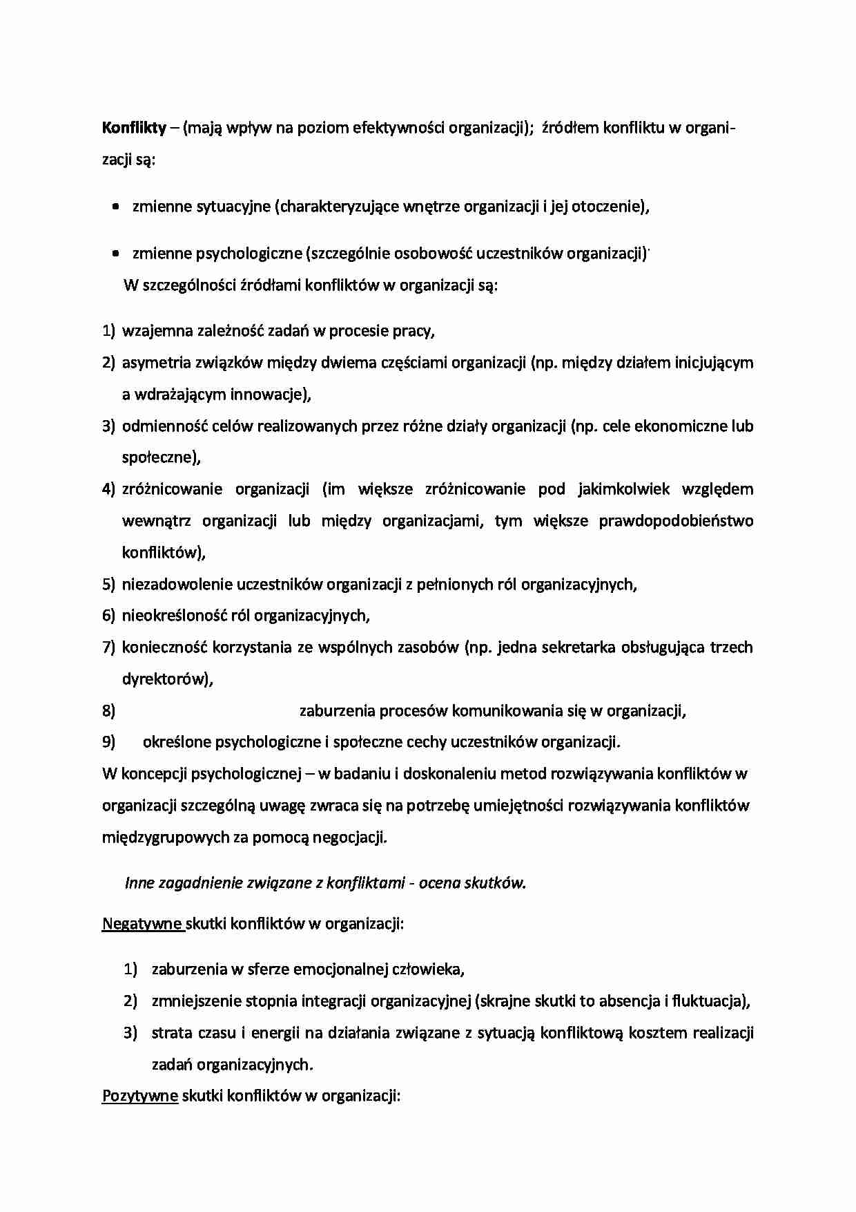 Konflikty w organizacji, (sem I) - strona 1