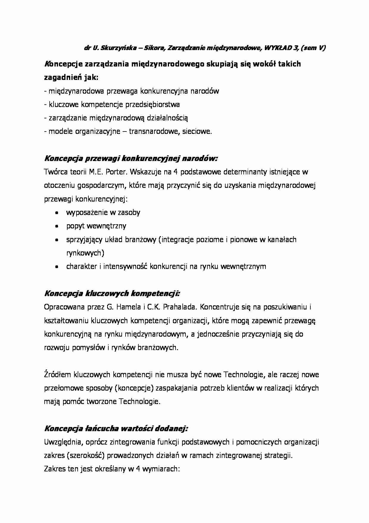 Zarządzanie międzynarodowe - wykład 3 - strona 1