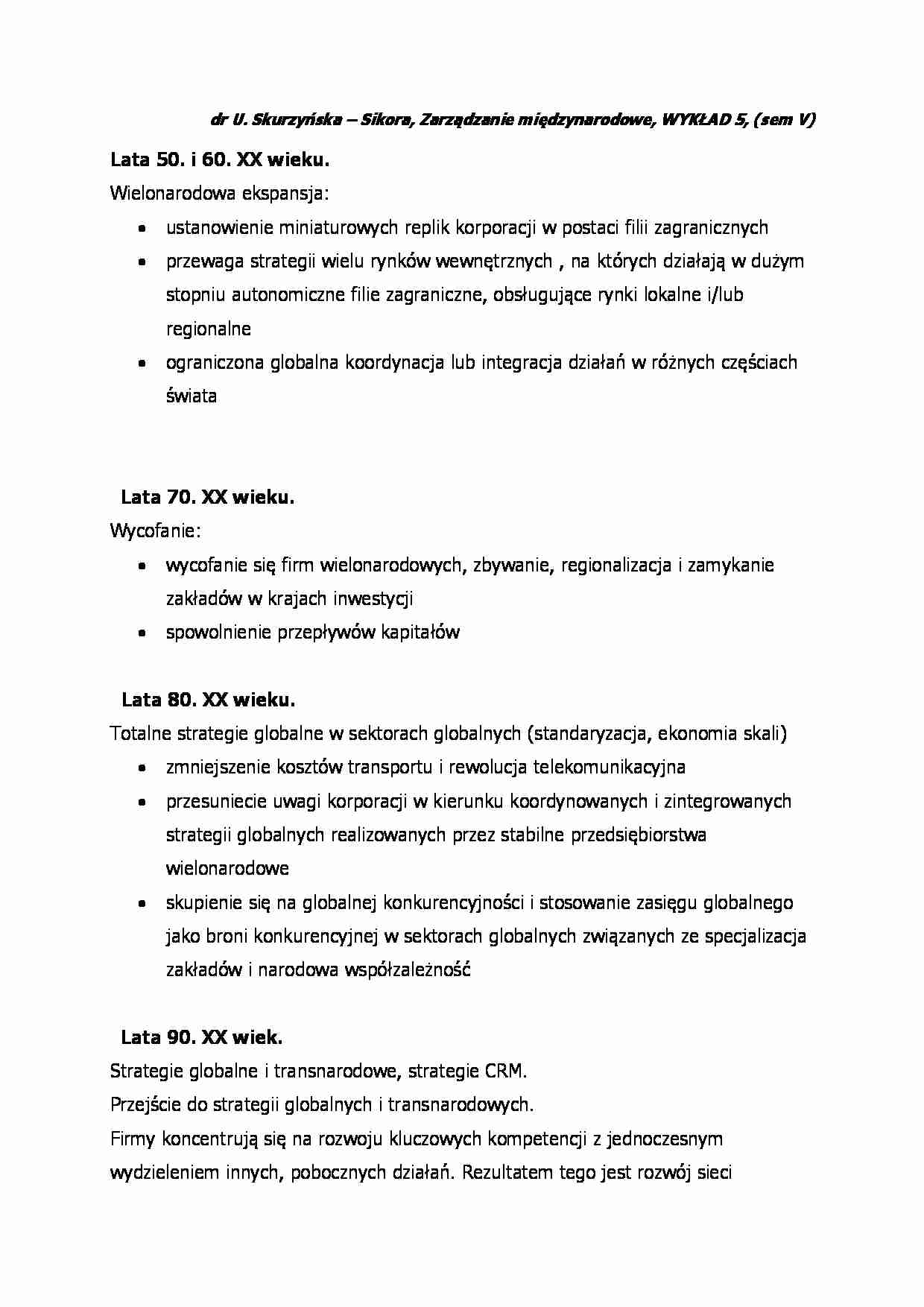 Zarządzanie międzynarodowe - wykład 5 - strona 1