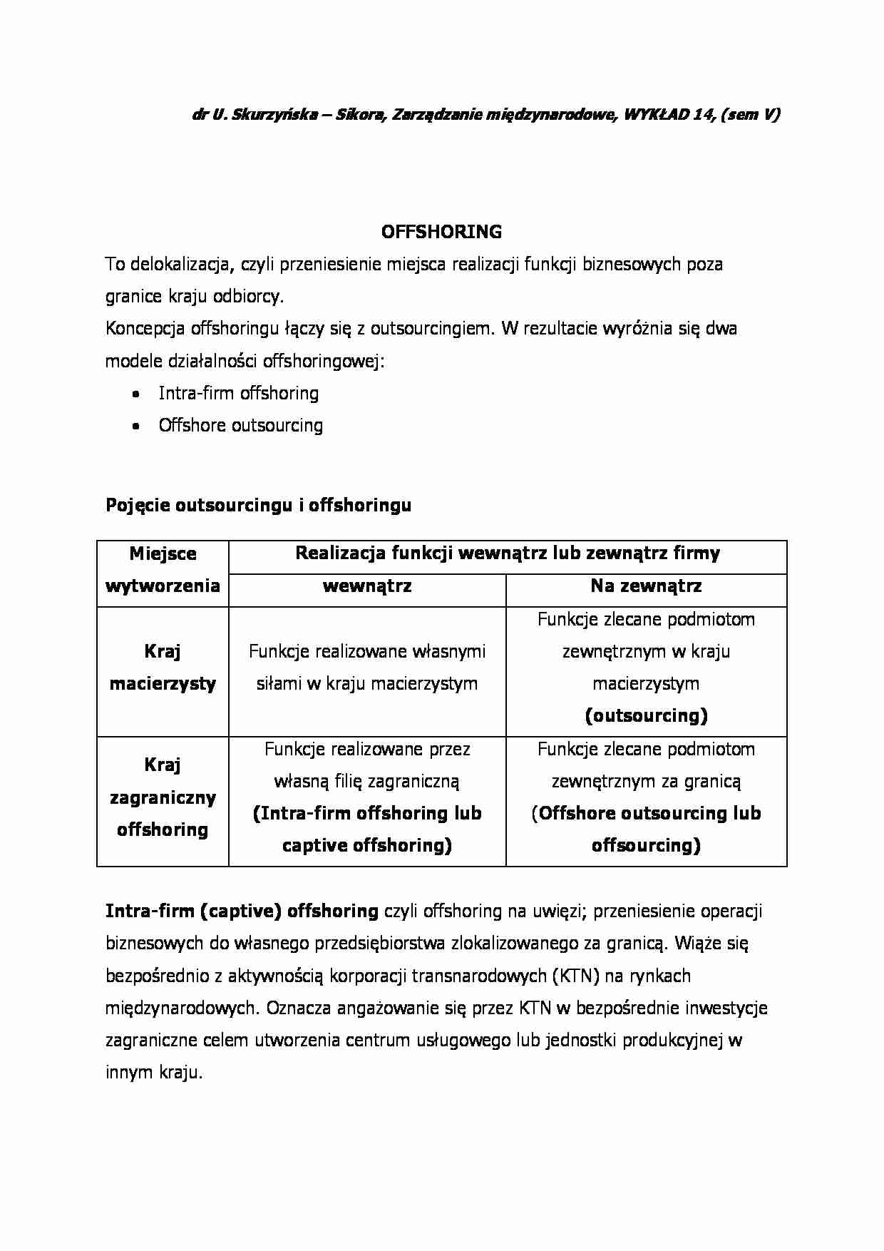 Zarządzanie międzynarodowe - wykład 14 - strona 1