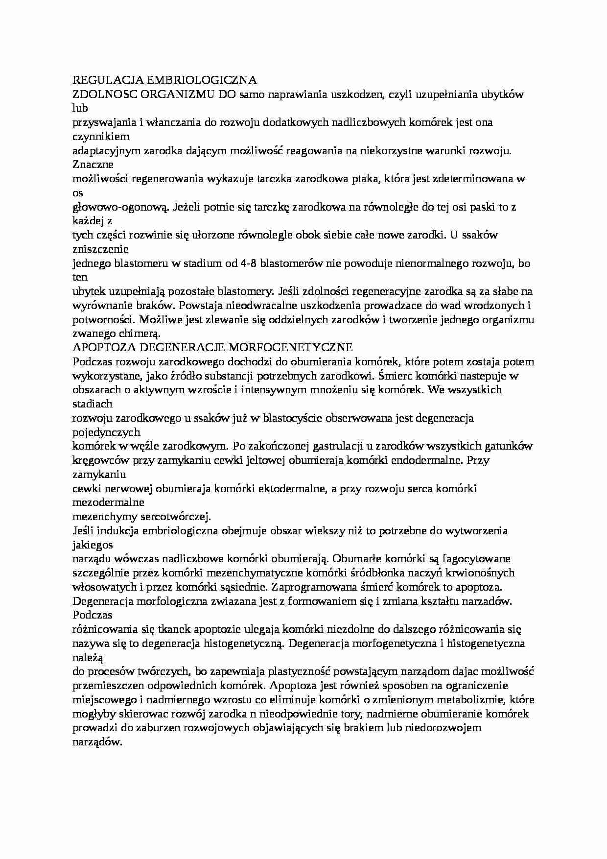 Wykład - regulacja embrologiczna - strona 1