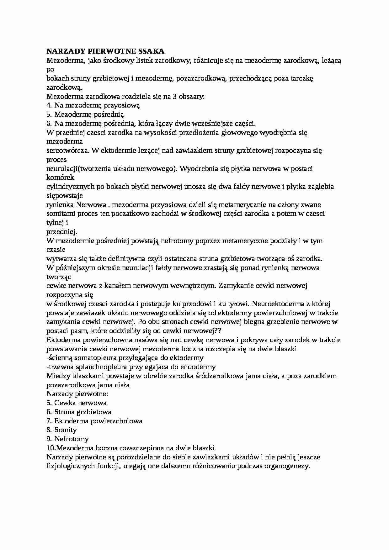 Wykład - narządy pierwotne ssaka - strona 1