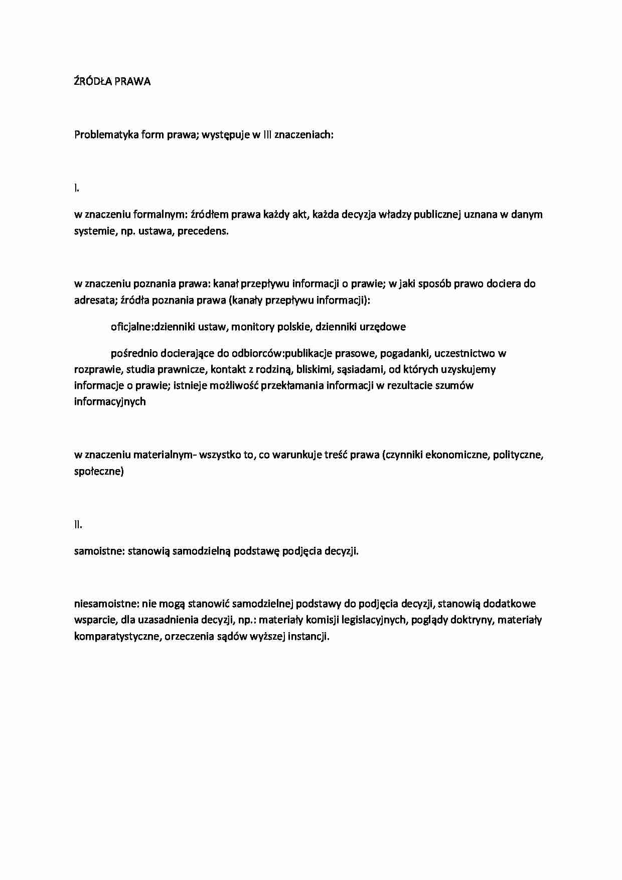 Źródła prawa-opracowanie - strona 1