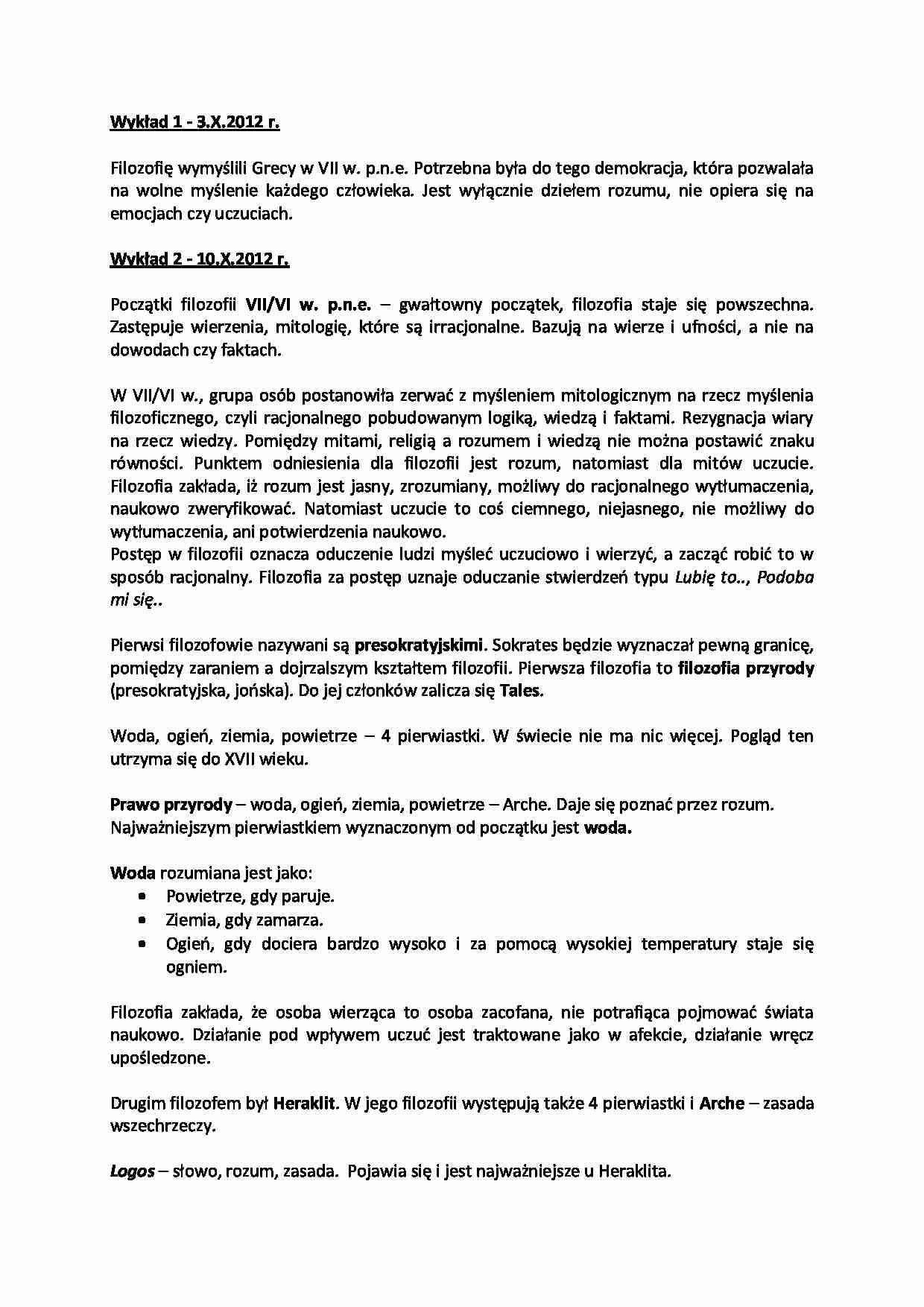 Wykład - początki filozofii - strona 1
