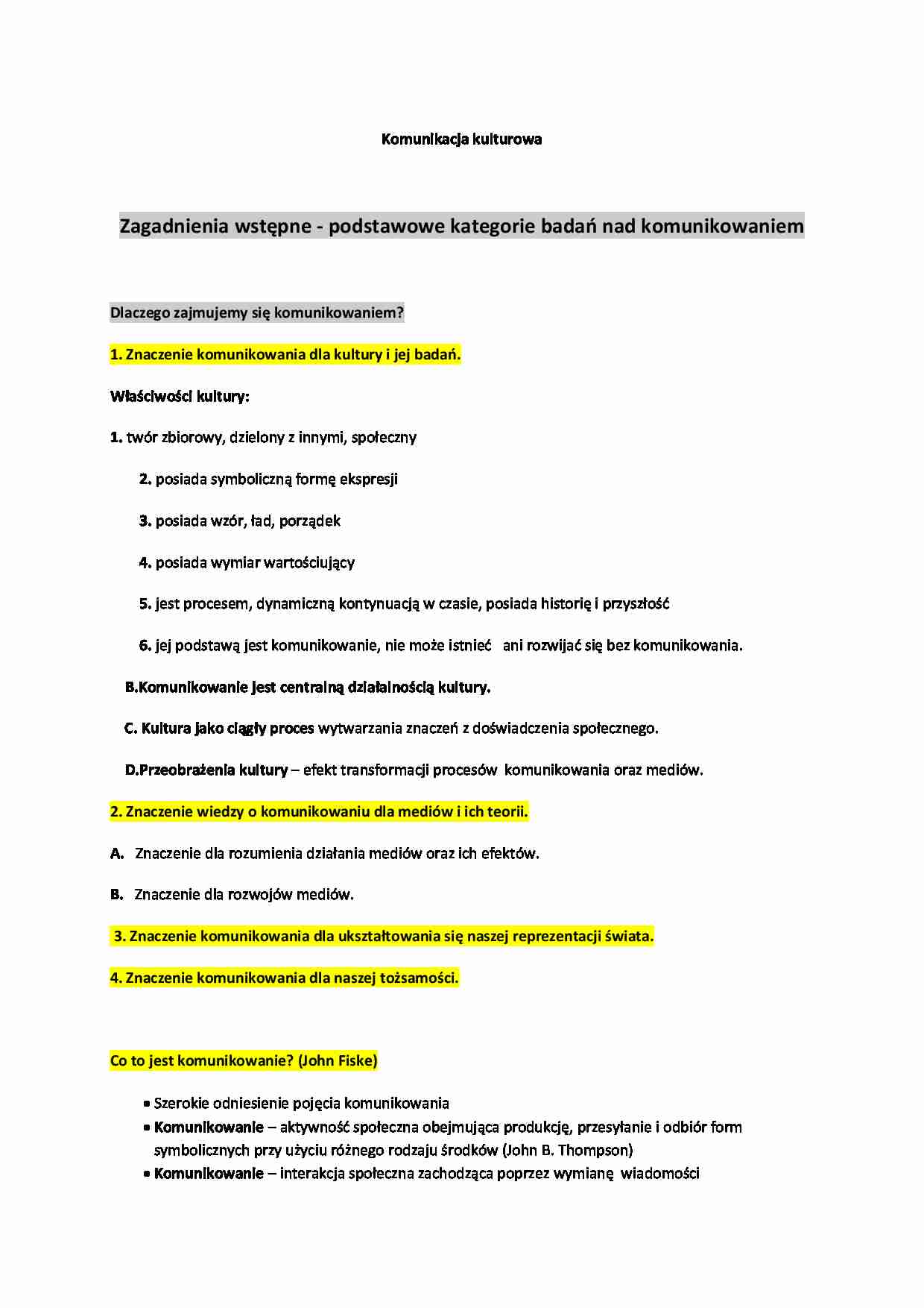 Komunikacja kulturowa - skrypt z wykładów - strona 1