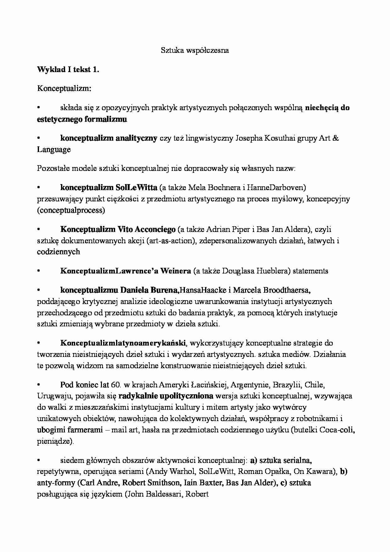 Sztuka współczesna - skrypt z wykładów - strona 1