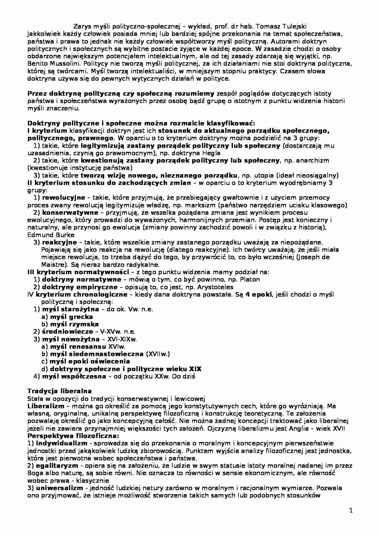 Doktryna polityczna - skrypt z wykładów - strona 1