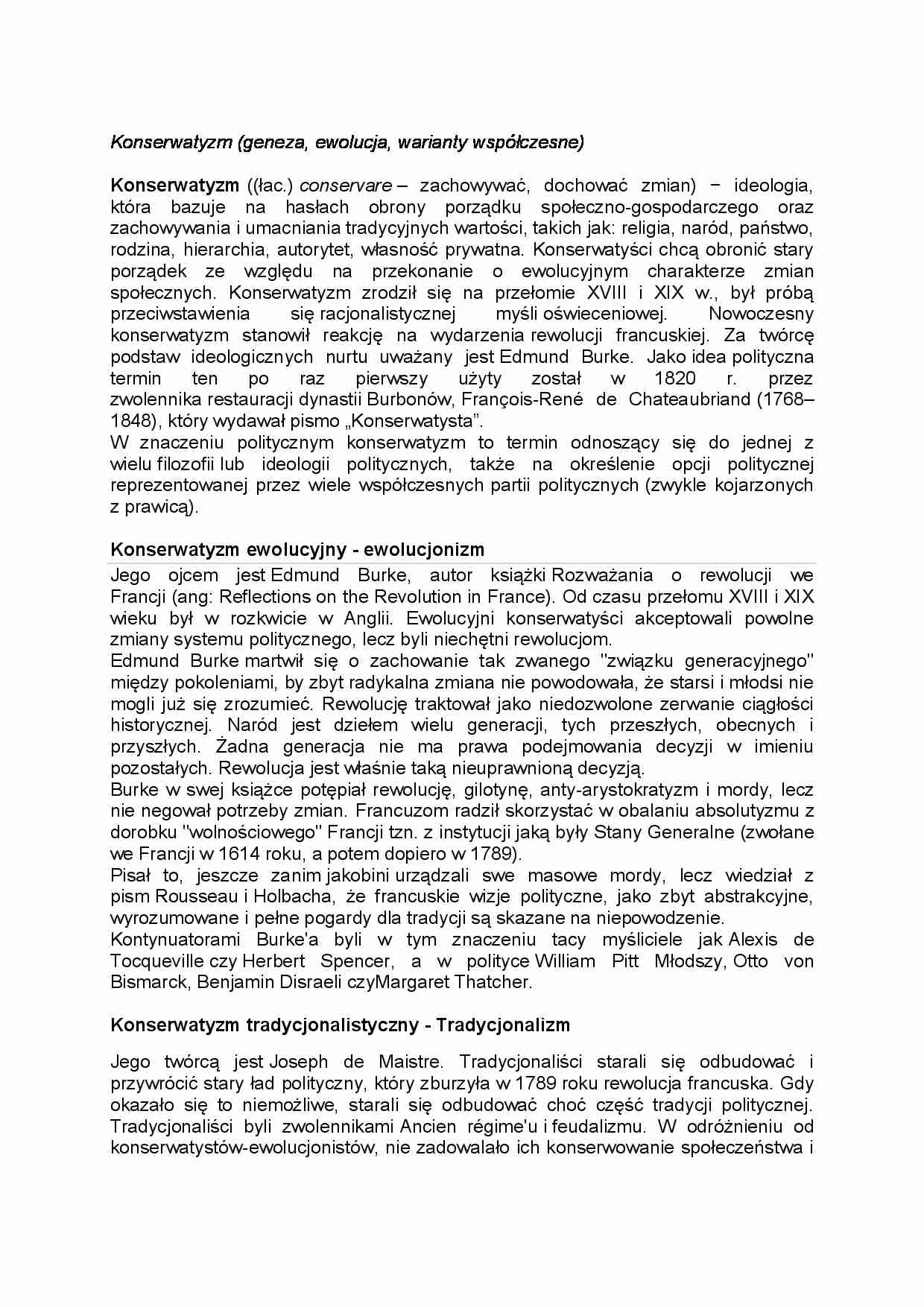 Konserwatyzm - wykład - strona 1