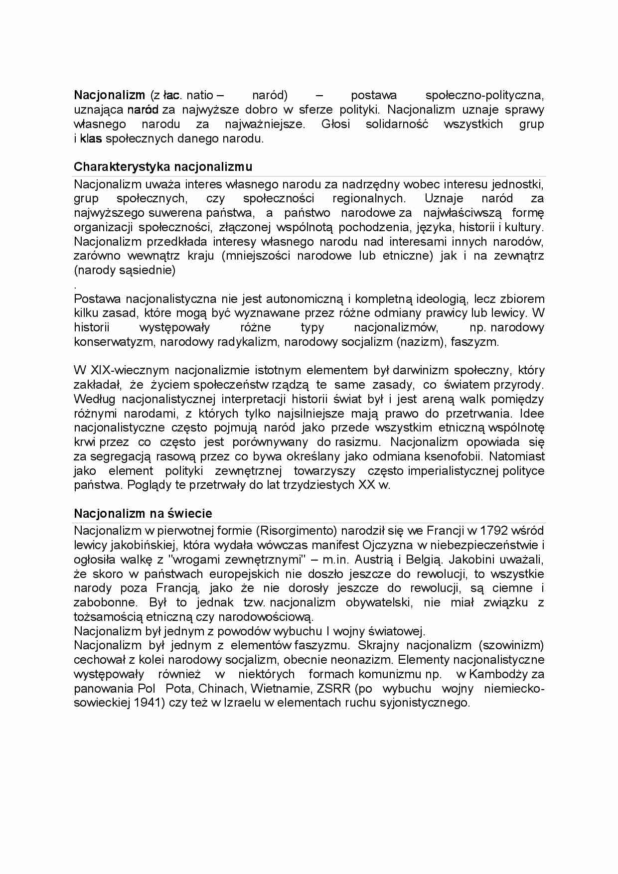 Nacjonalizm - wykład - strona 1