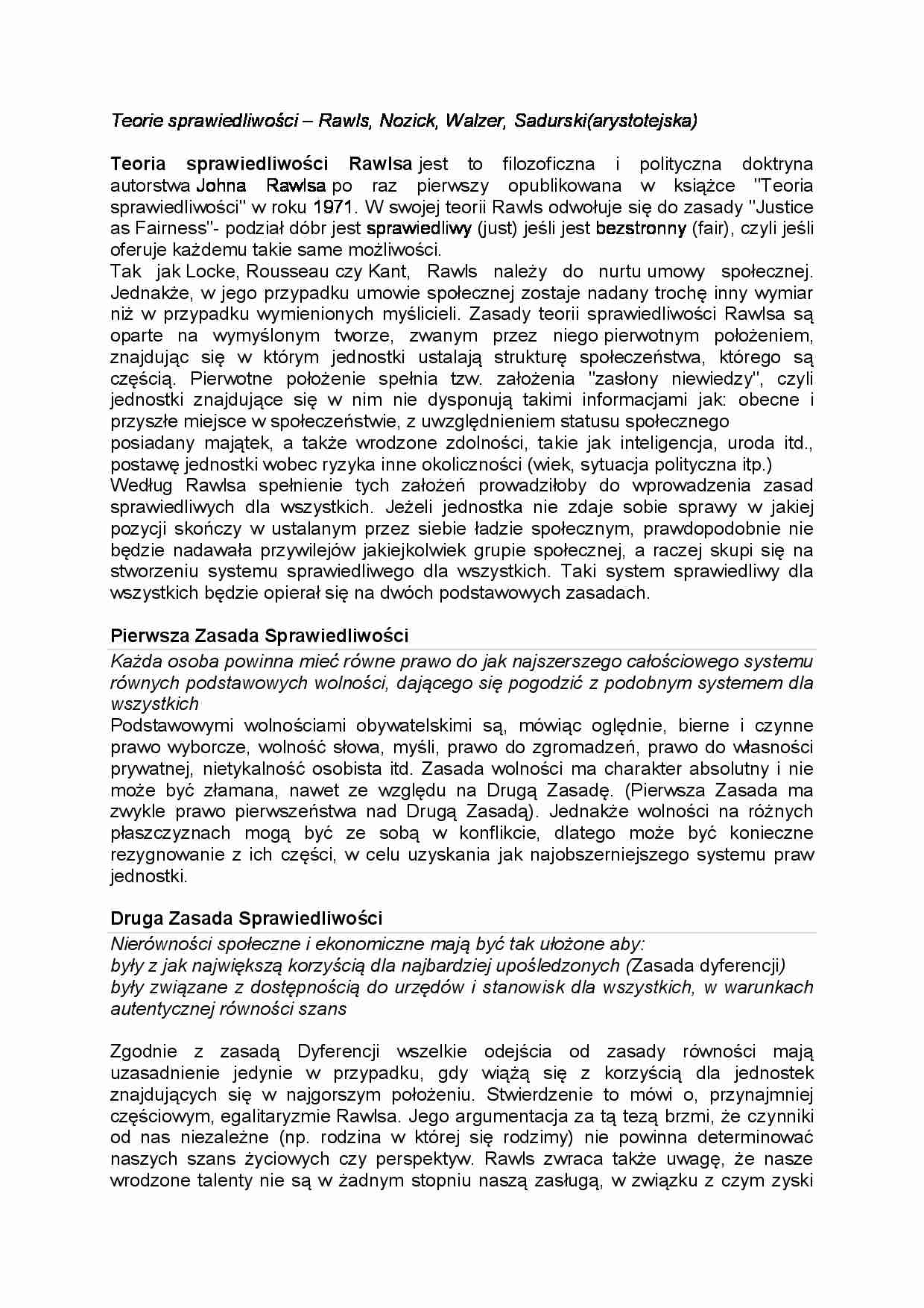 Teorie sprawiedliwości - wykład - strona 1