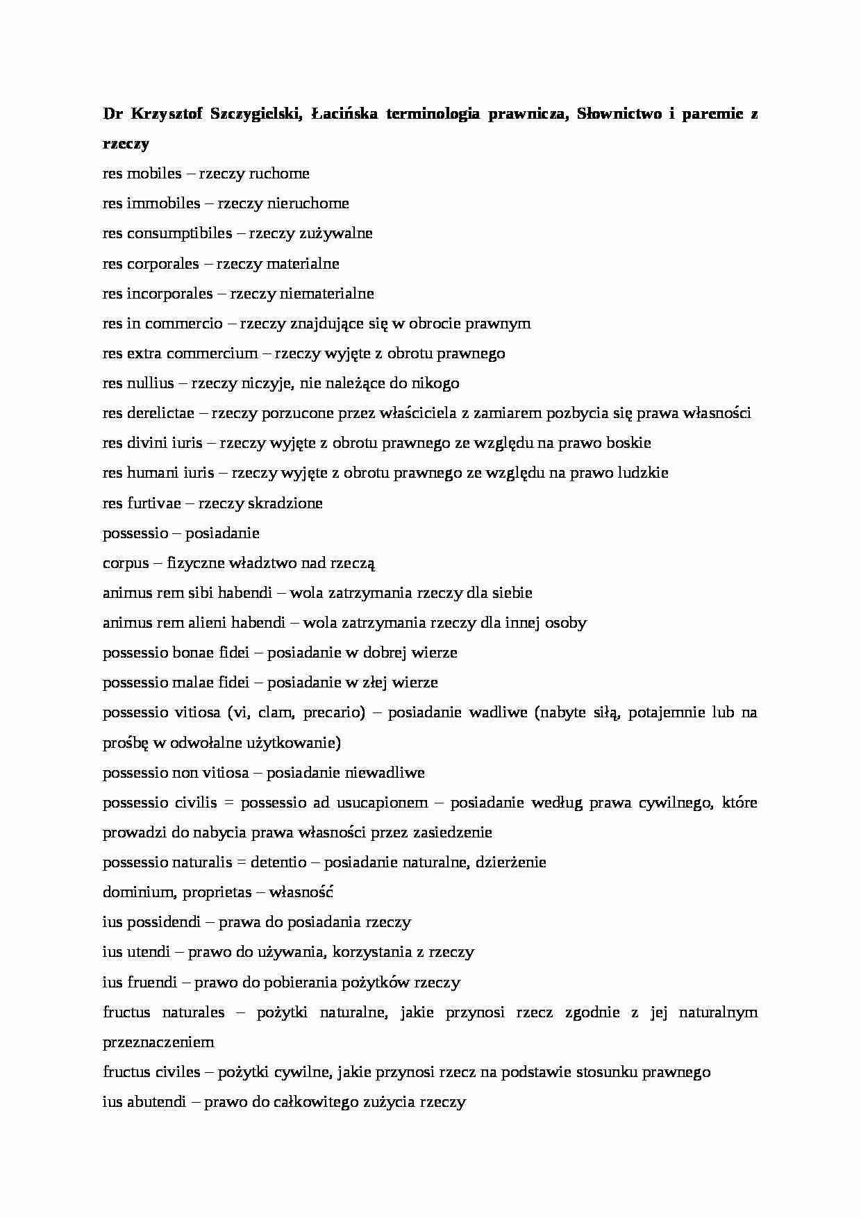 Słownictwo i paremie z rzeczy - wykład - strona 1