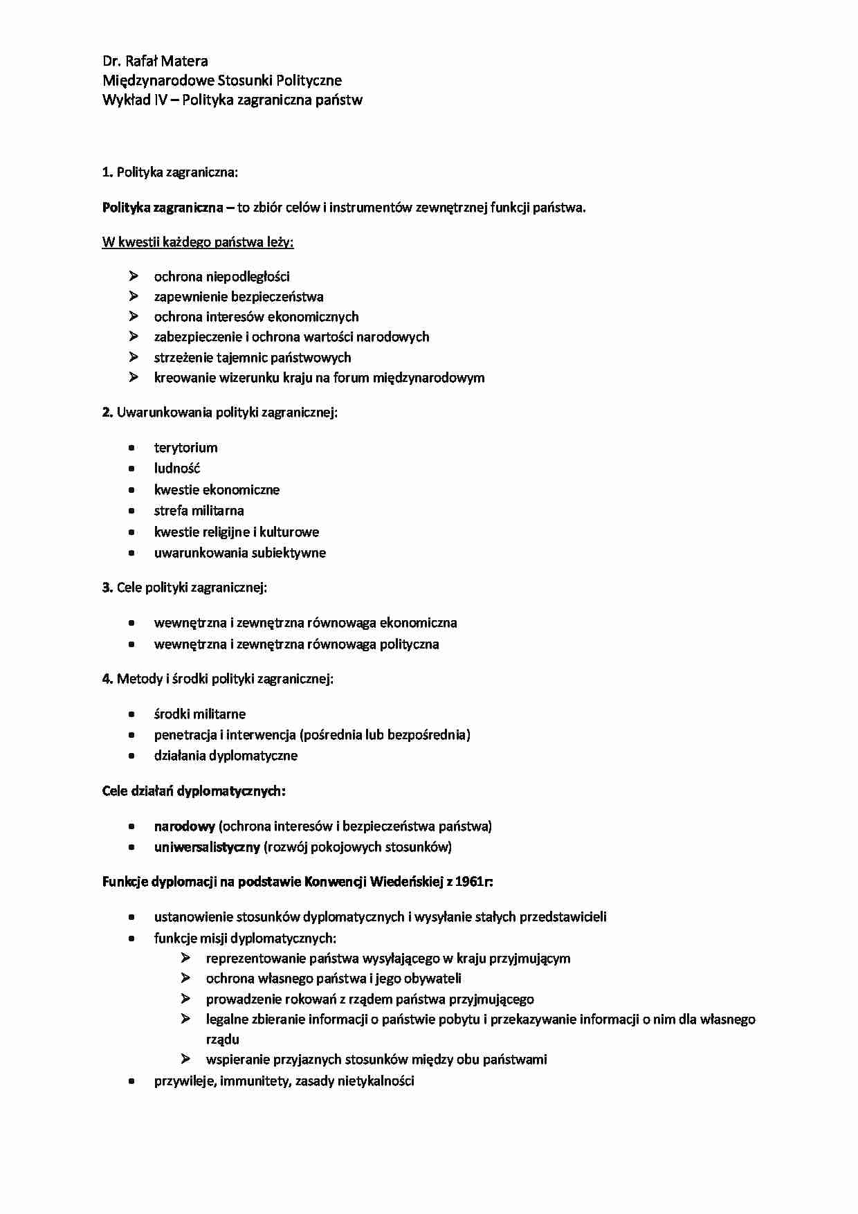 Polityka zagraniczna państw - wykład - strona 1