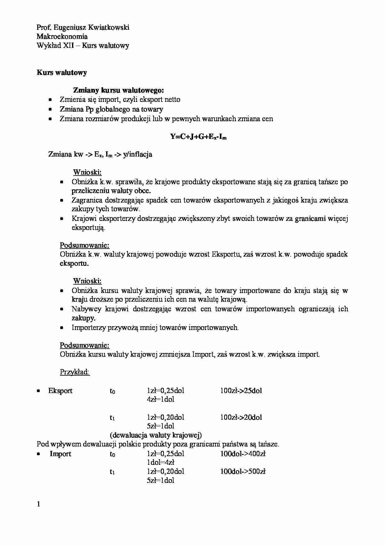 Kurs walutowy - wykład - Bank centralny - strona 1