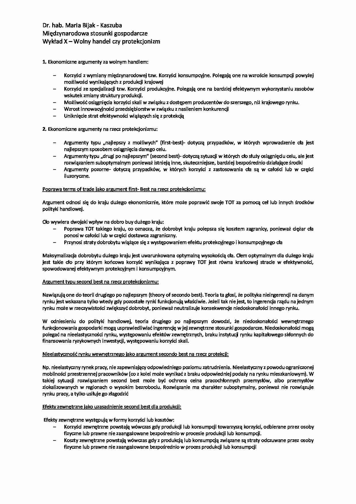 Wolny handel czy protekcjonizm - wykład - strona 1