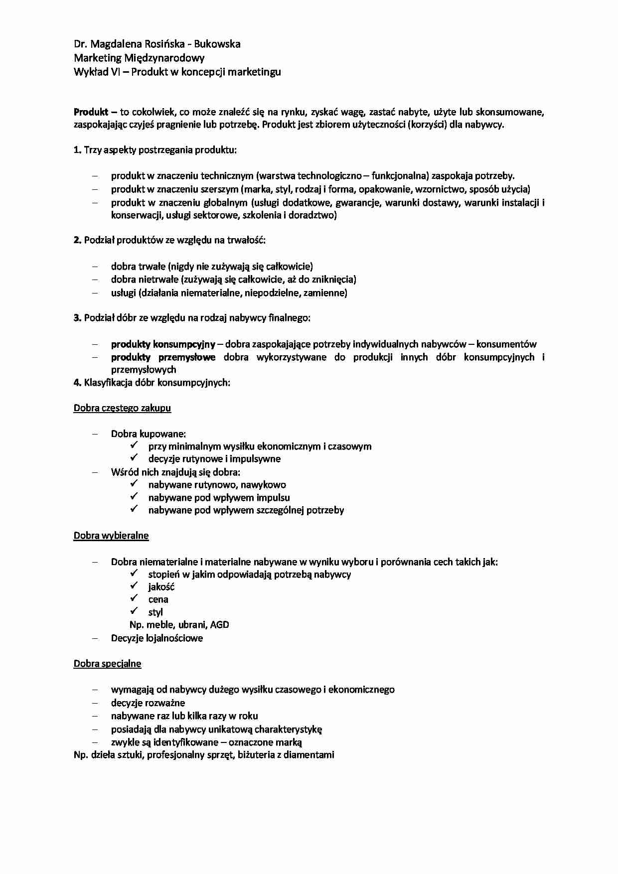 Produkt w koncepcji marketingu - wykład - strona 1