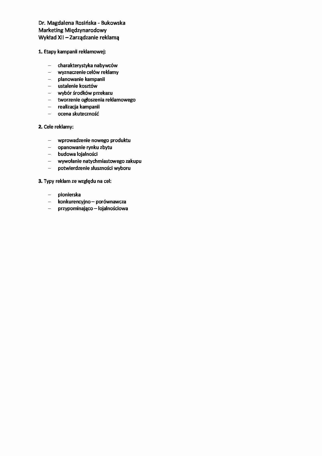 Zarządzanie reklamą - wykład - strona 1