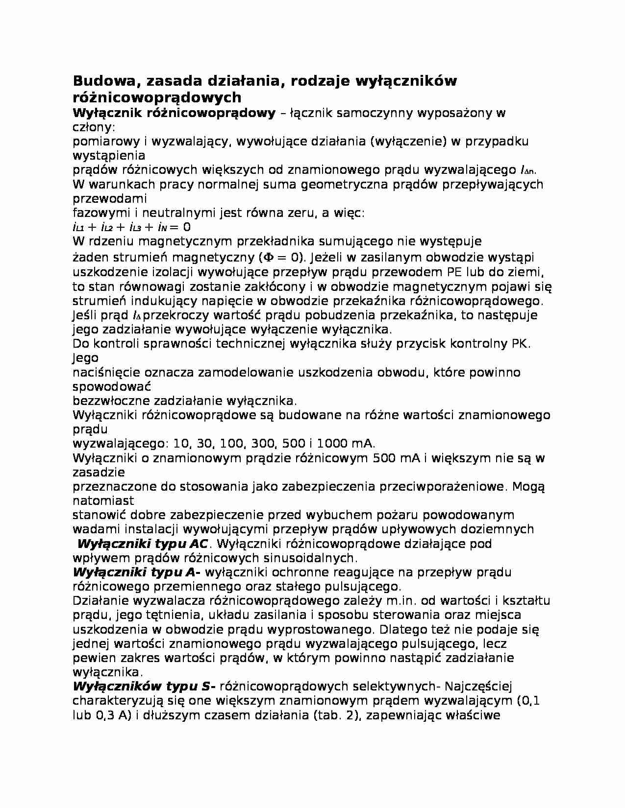 Bezpieczeństwo użytkowania urządzeń elektrycznych - pytania - strona 1