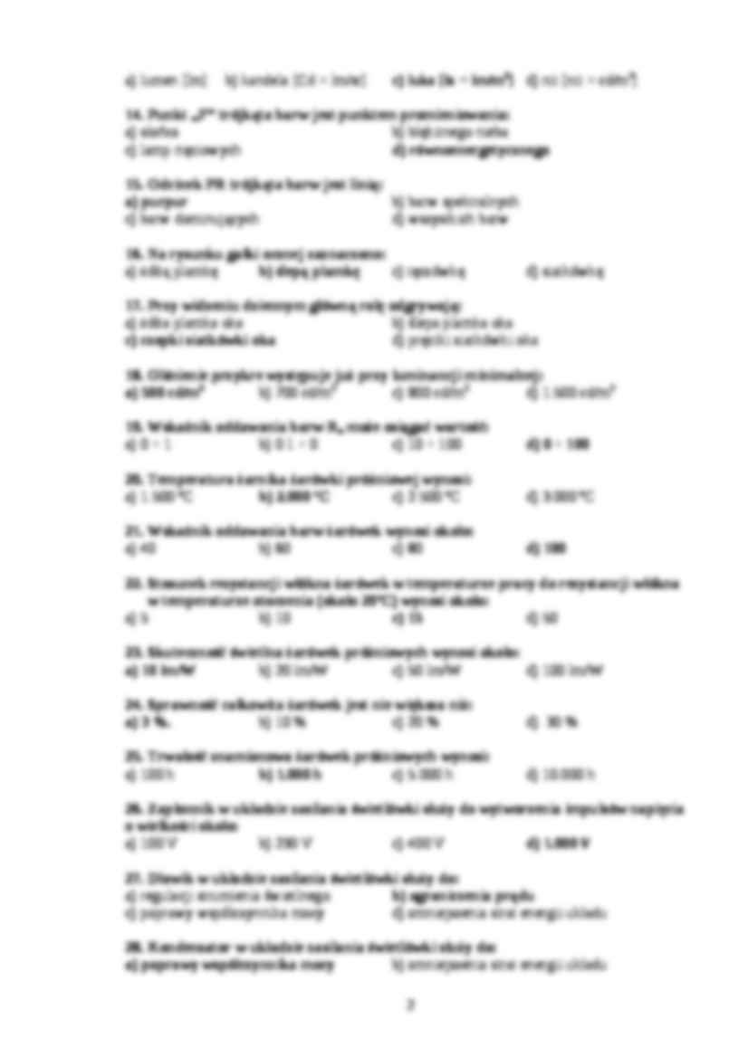 Technika oświetleniowa - test z wykładów - strona 2