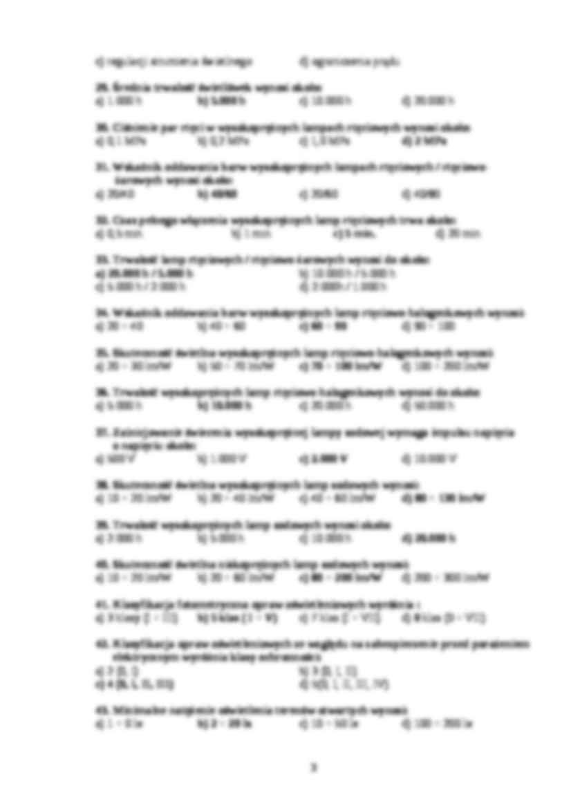 Technika oświetleniowa - test z wykładów - strona 3