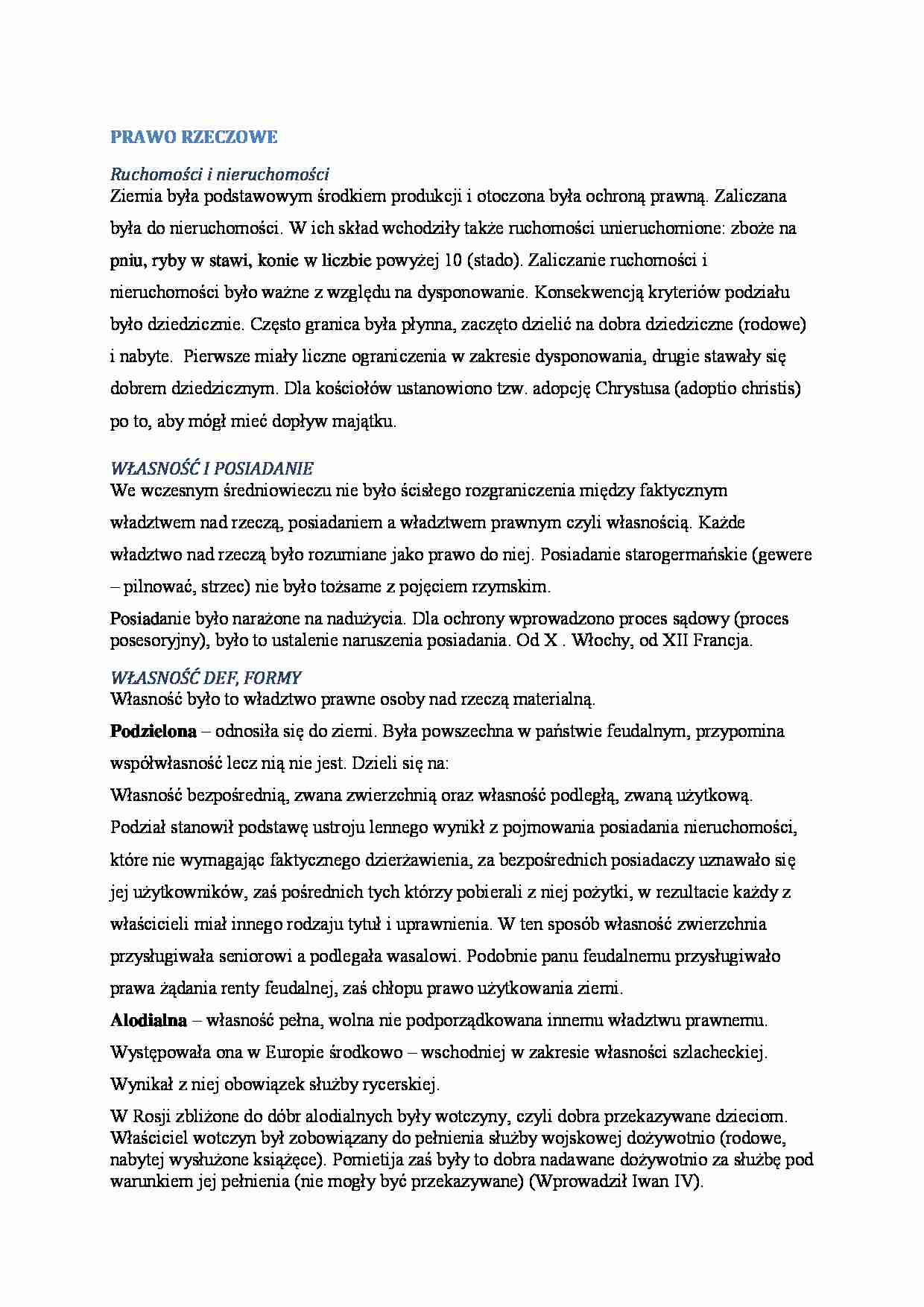 Prawo rzeczowe - omówienie - strona 1