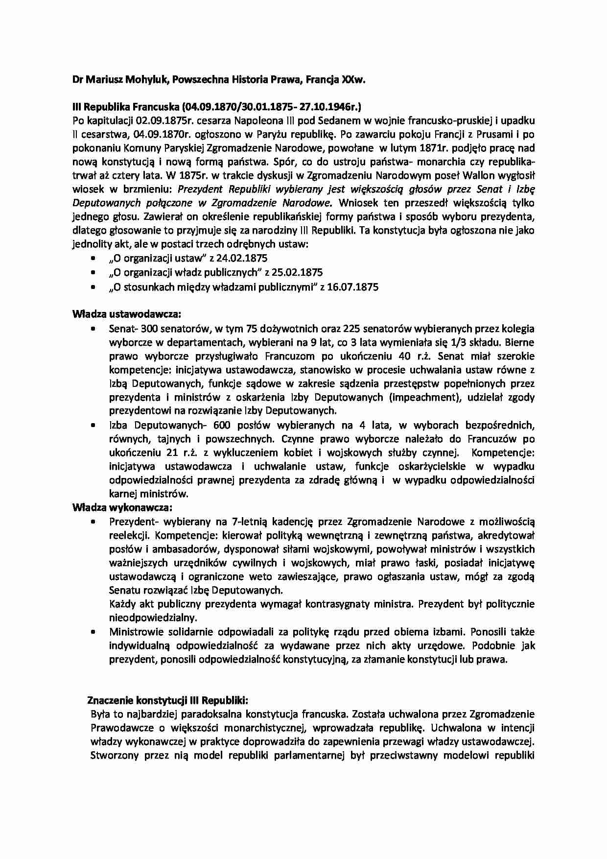 Francja XXw - omówienie - strona 1