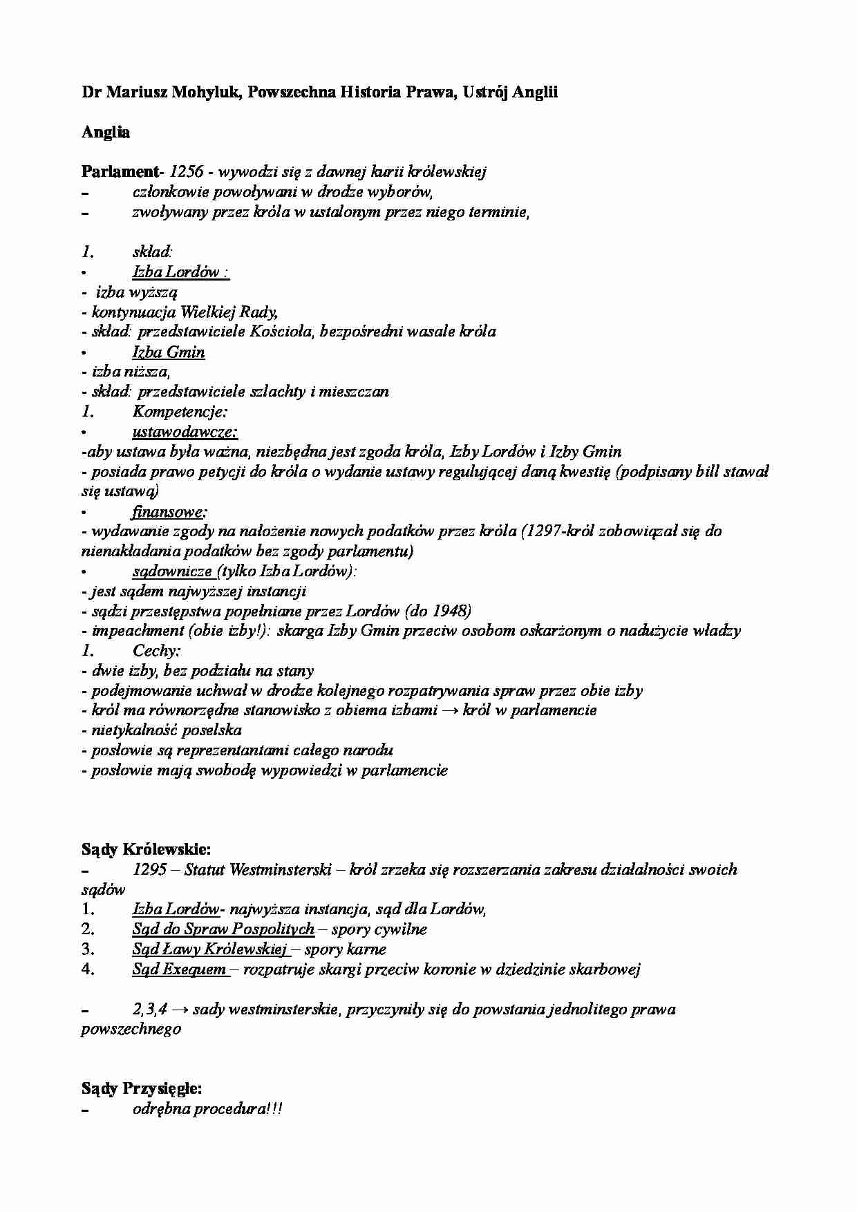 Ustrój Anglii - omówienie - strona 1