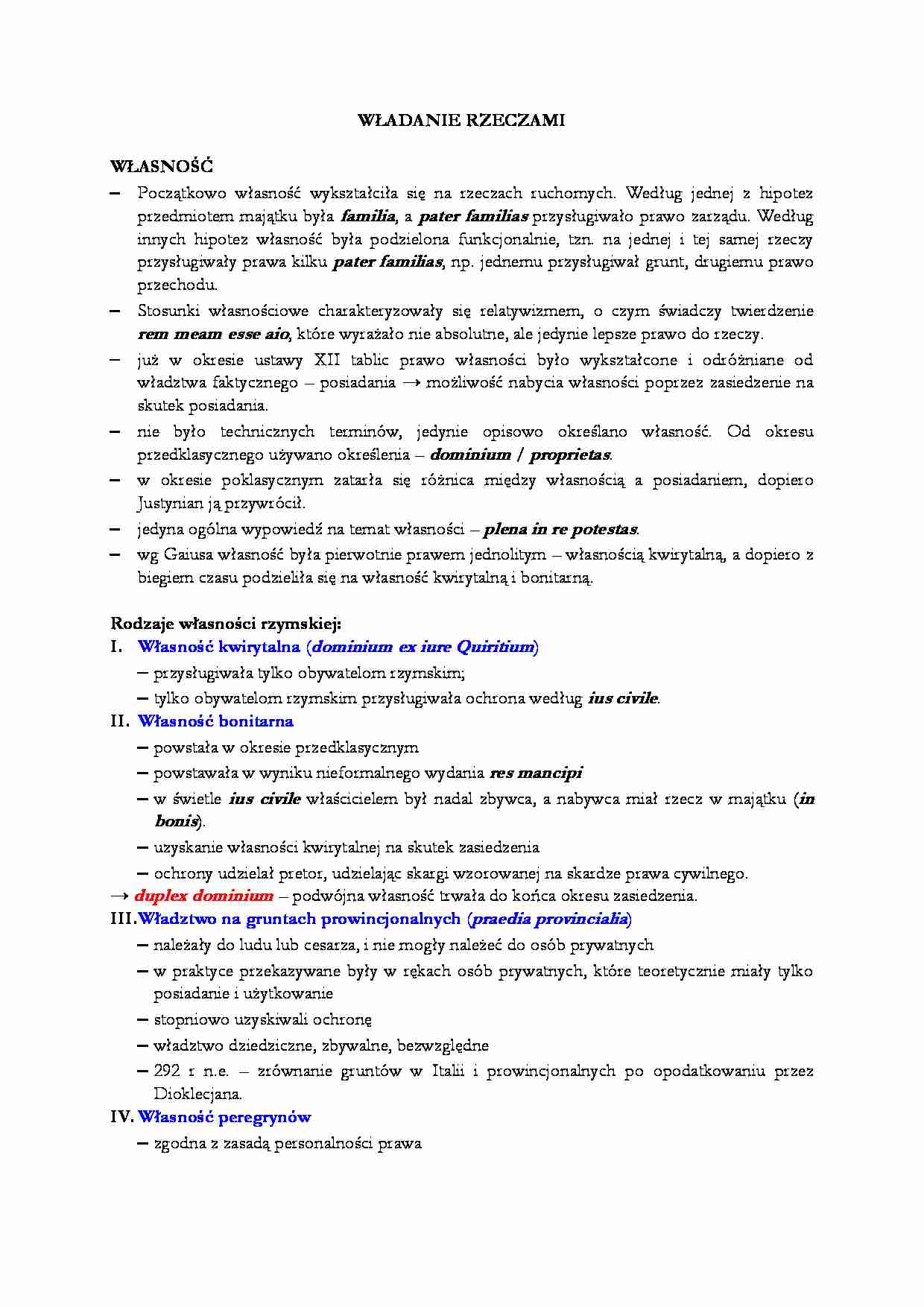 Władanie rzeczami-opracowanie - strona 1