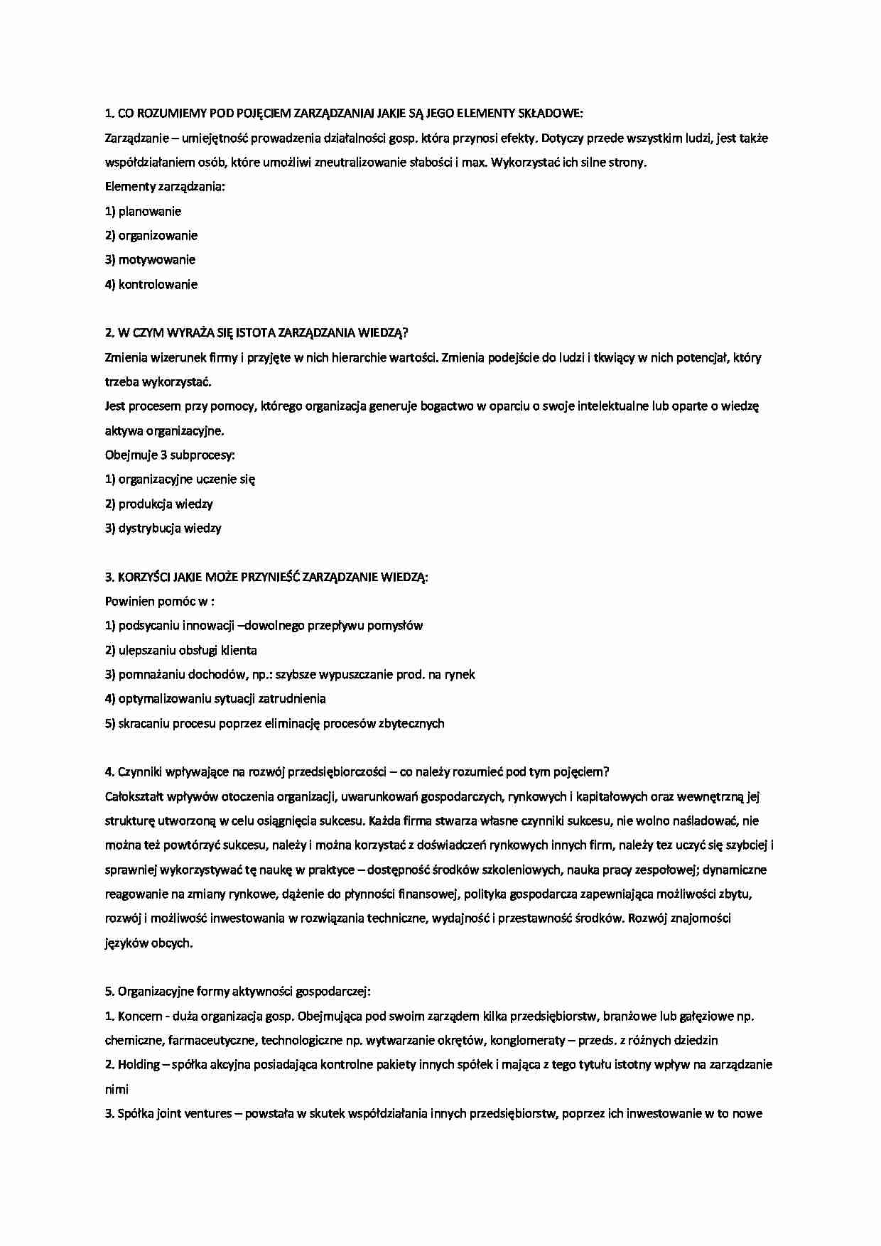 Zarządzanie wiedzą - wykład - strona 1