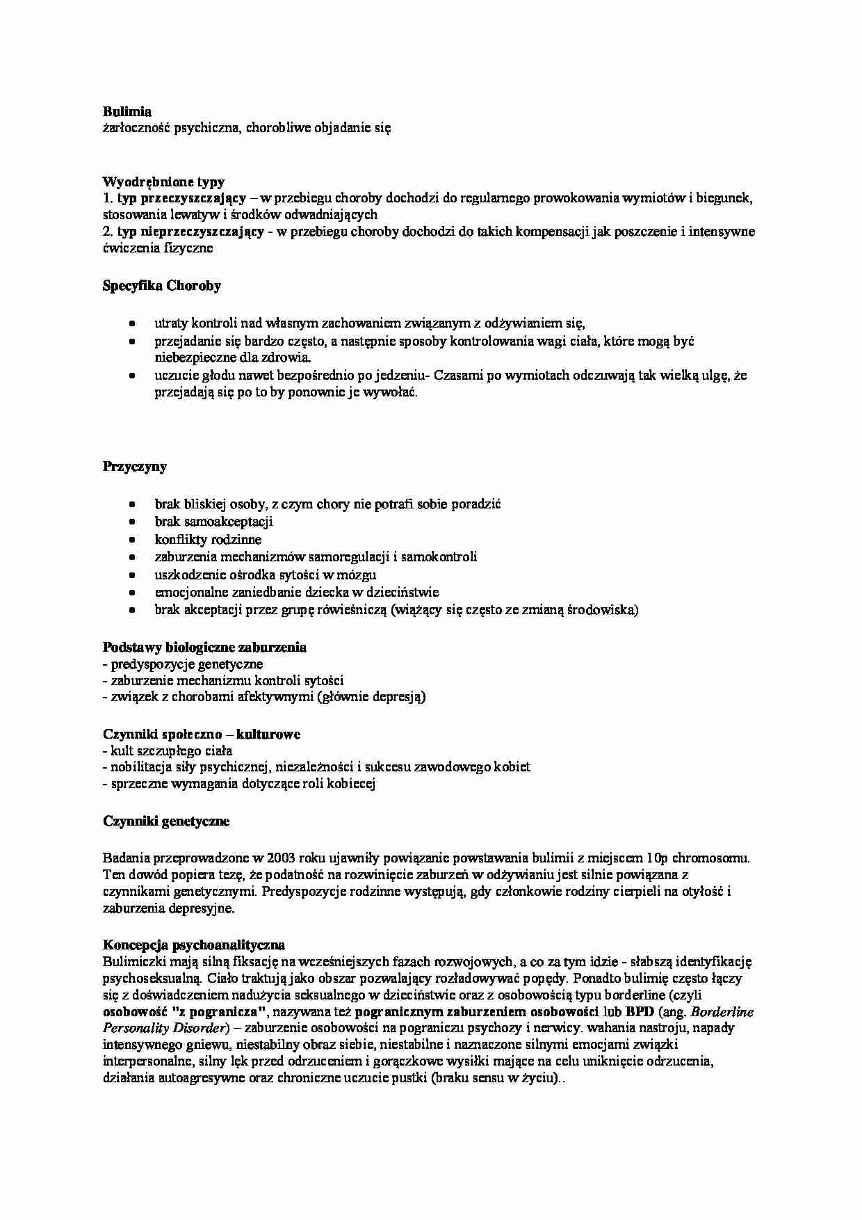 Bulimia opis choroby - wykład - strona 1