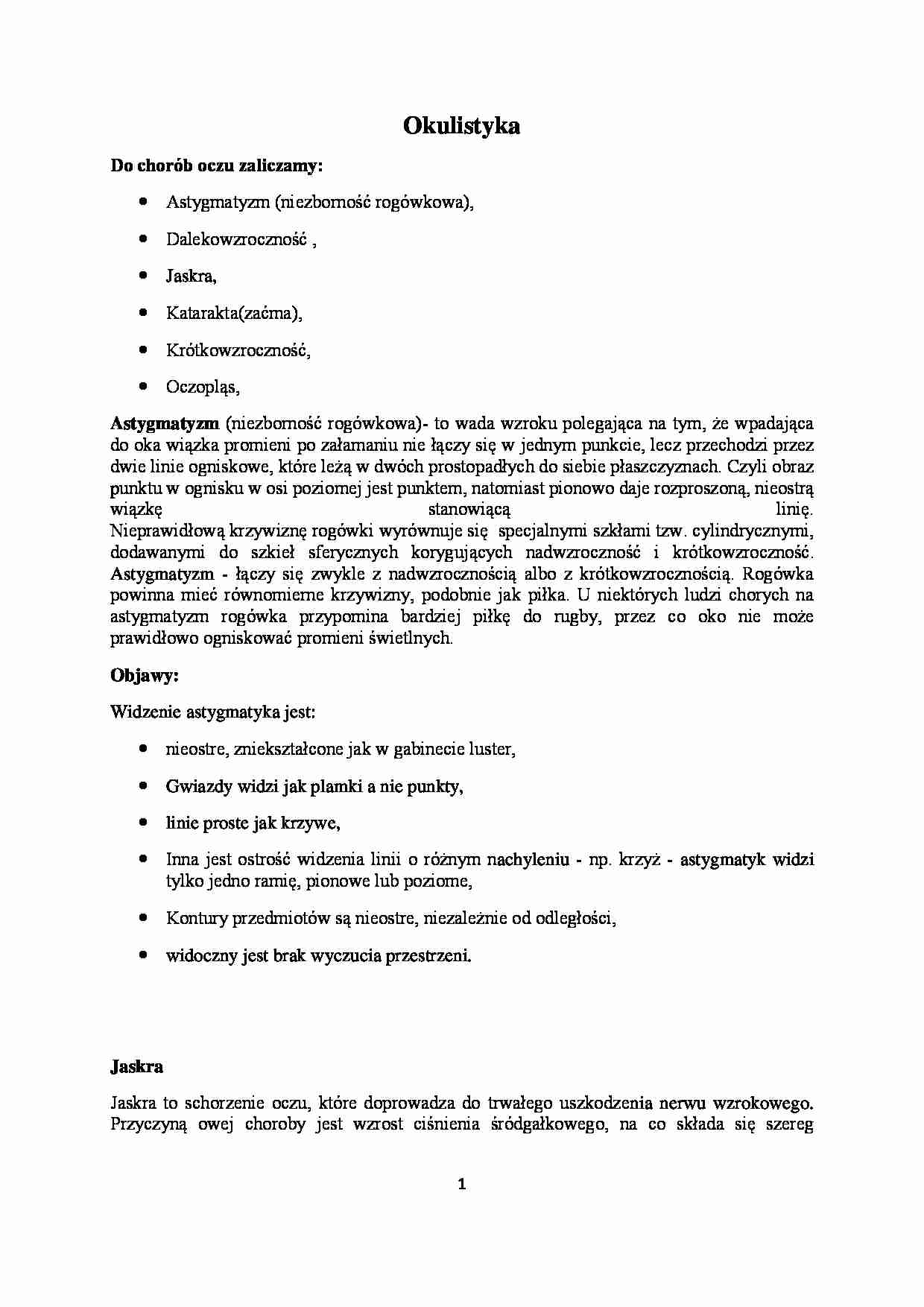 Okulistyka - wykład - strona 1
