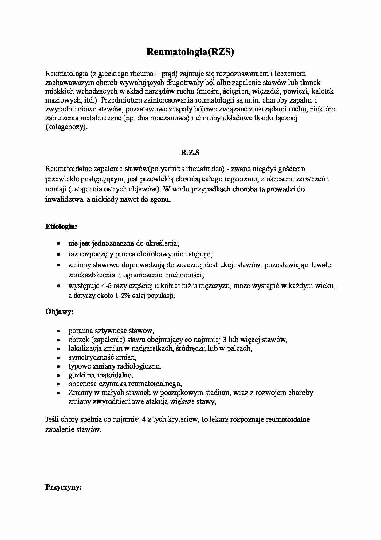 Reumatologia - wykład - strona 1