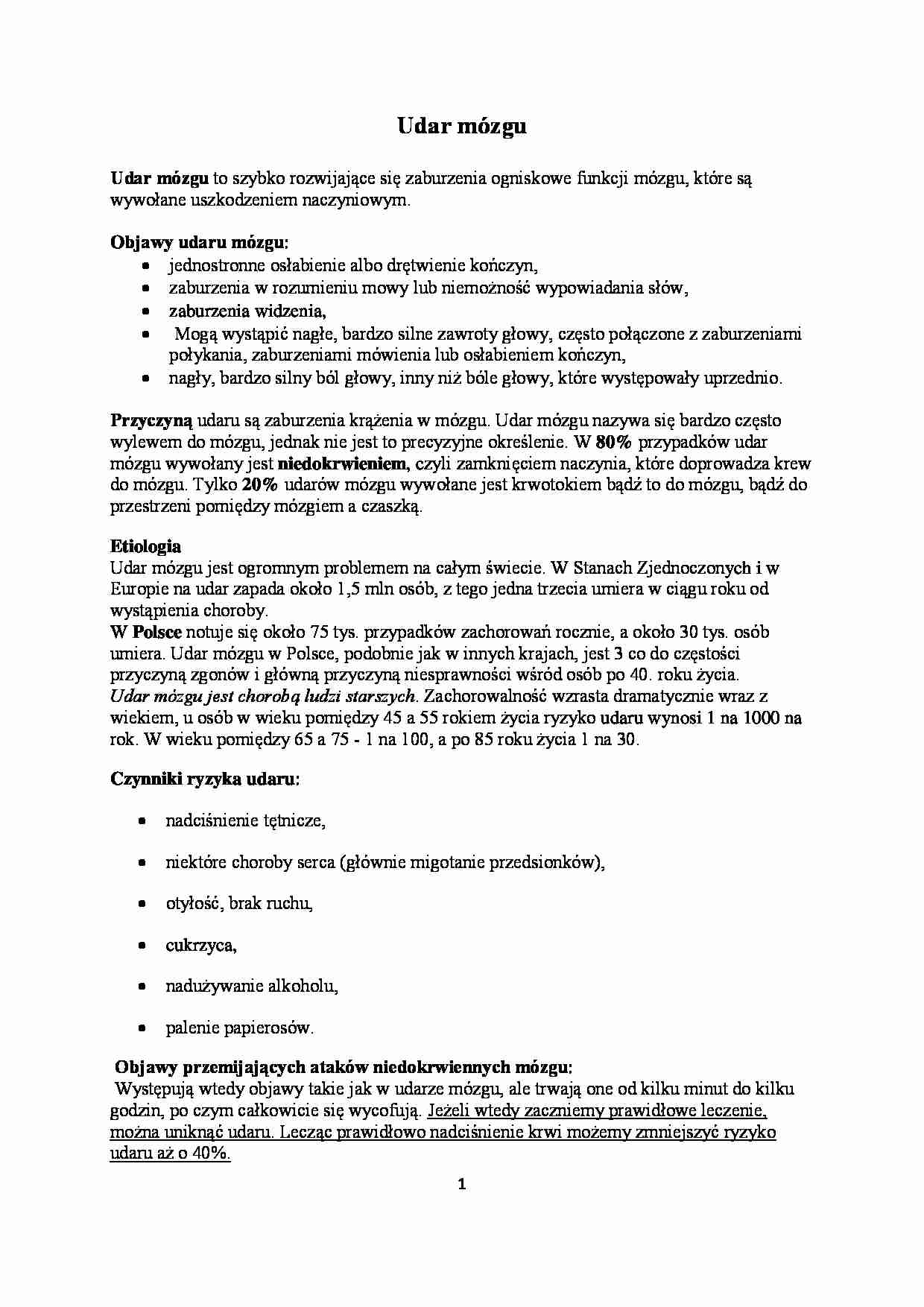 Udar mózgu - wykład - strona 1