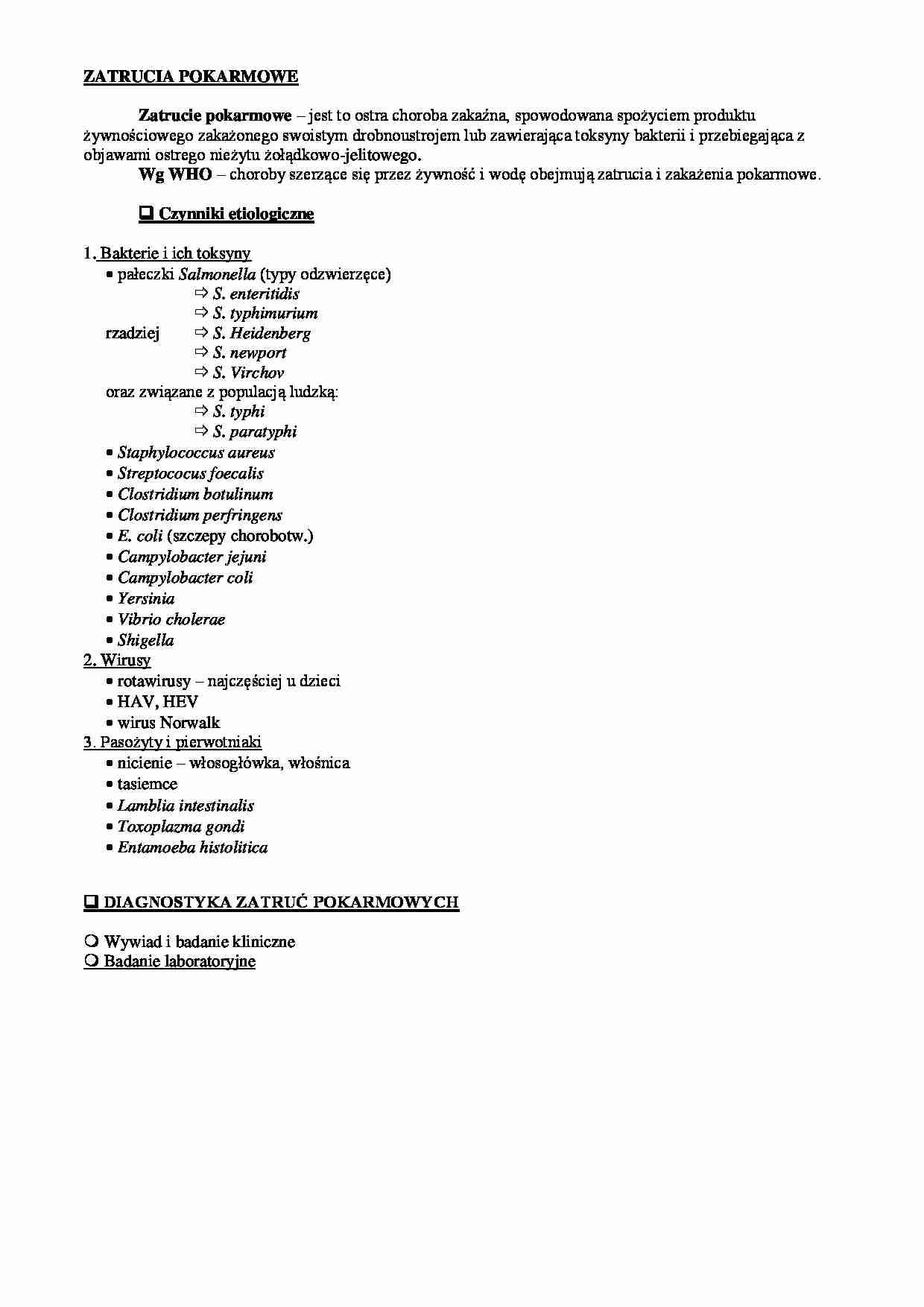 Zatrucia pokarmowe - wykład - strona 1