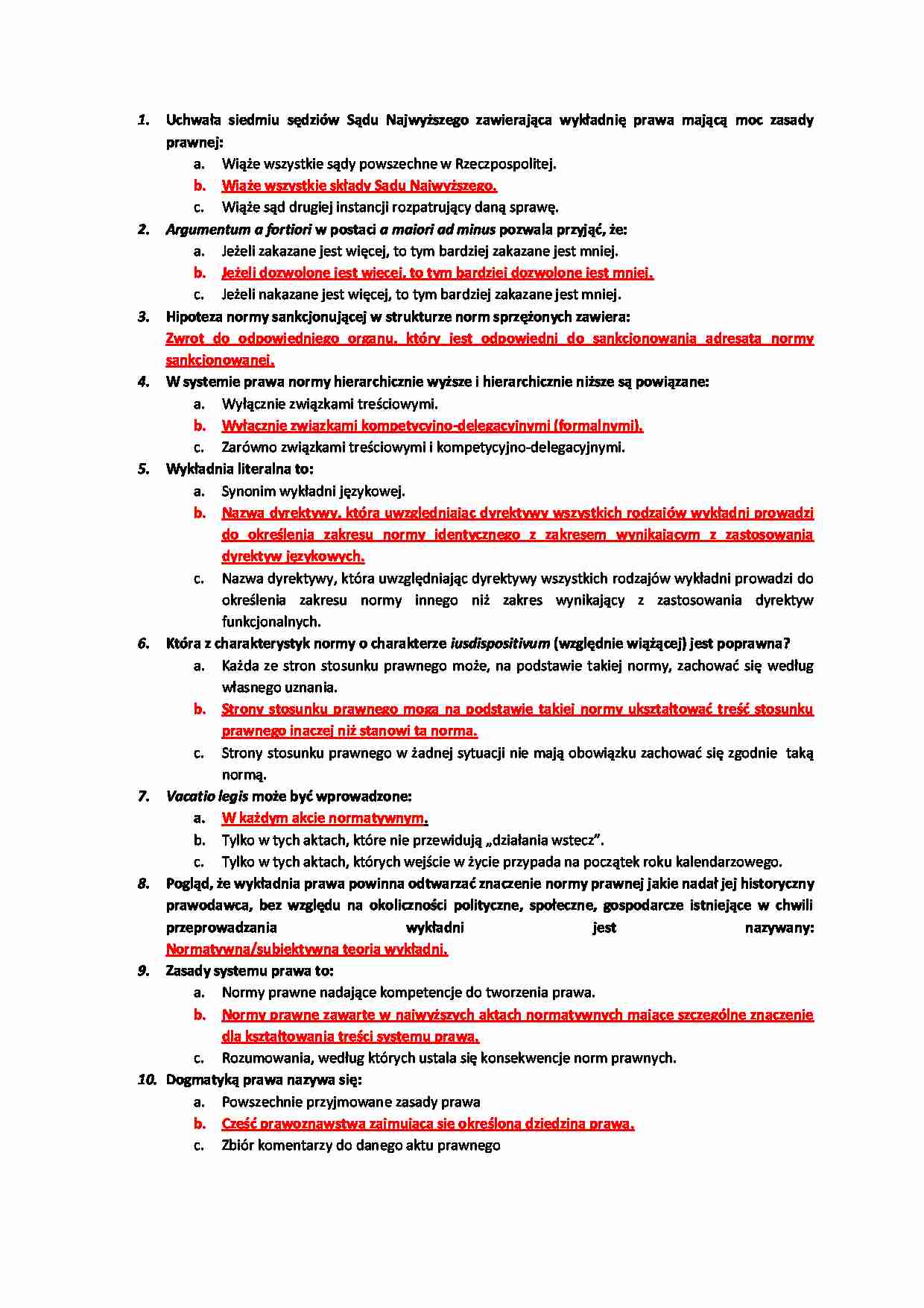 Prawoznawzstwo - odpowiedzi na pytania egzaminacyjne - strona 1