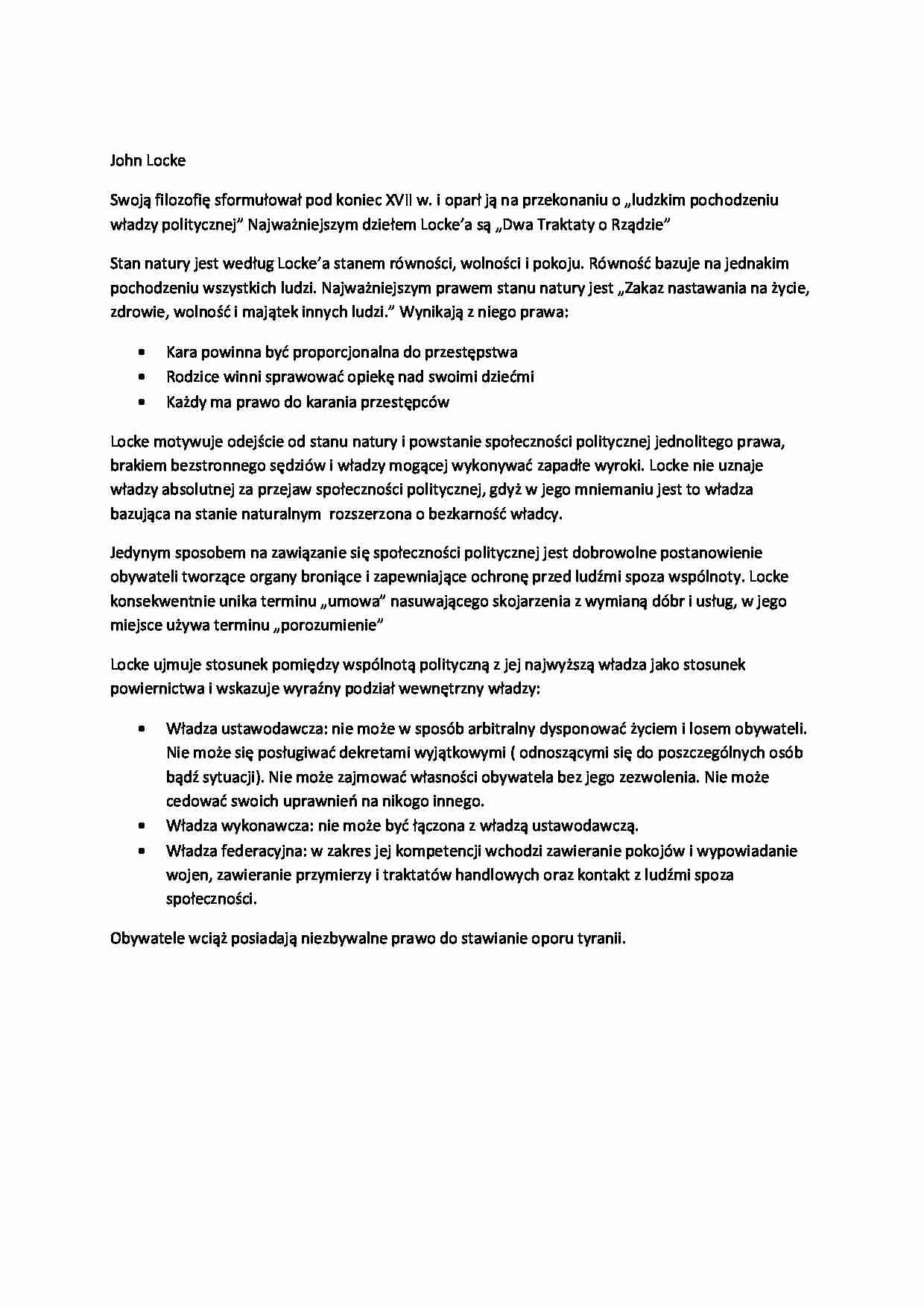 John Locke - omówienie - strona 1
