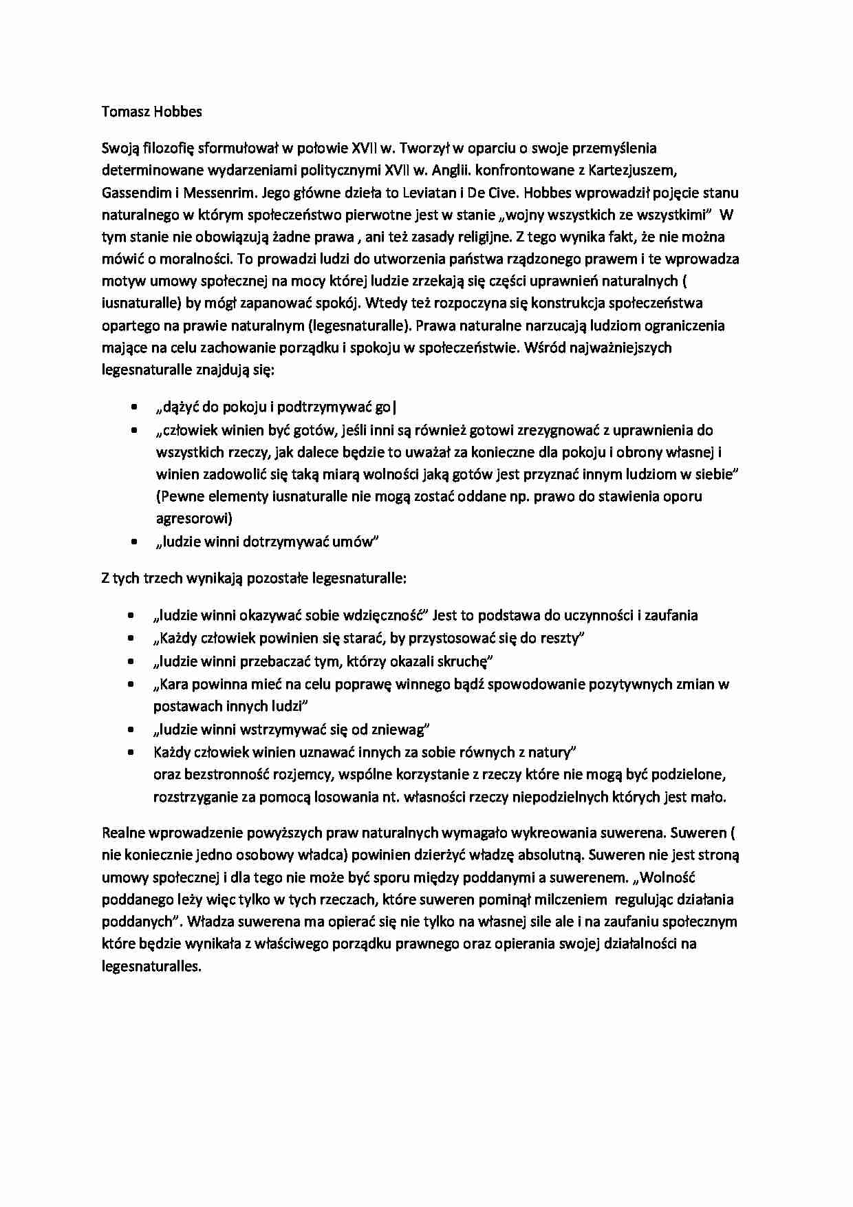 Tomasz Hobbes - omówienie - strona 1