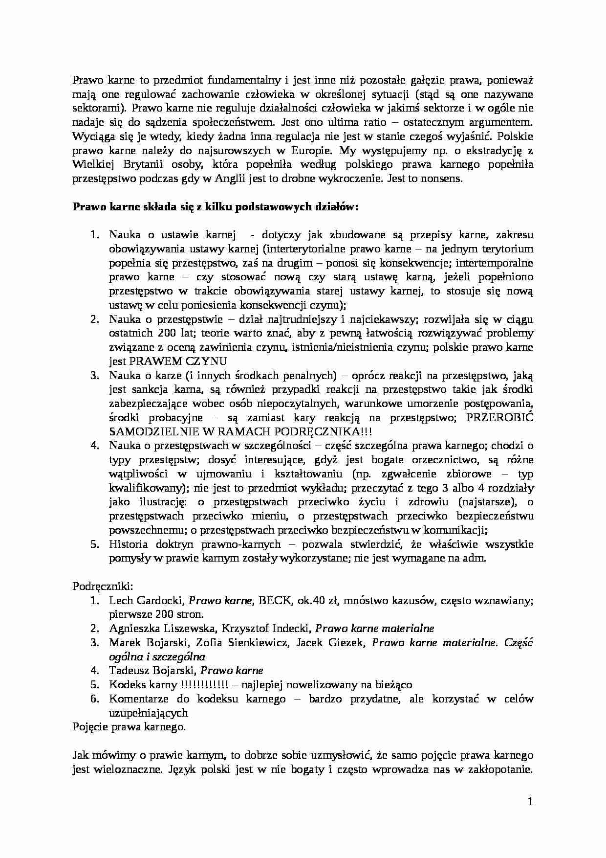 Podstawy prawa karnego - skrypt - strona 1