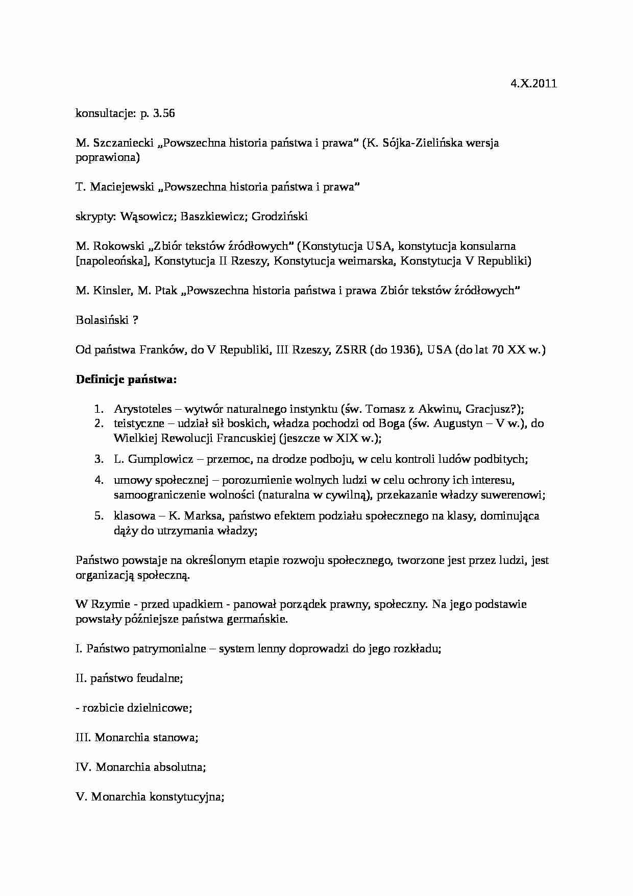 Powszechna historia państwa i prawa - skrypt - strona 1