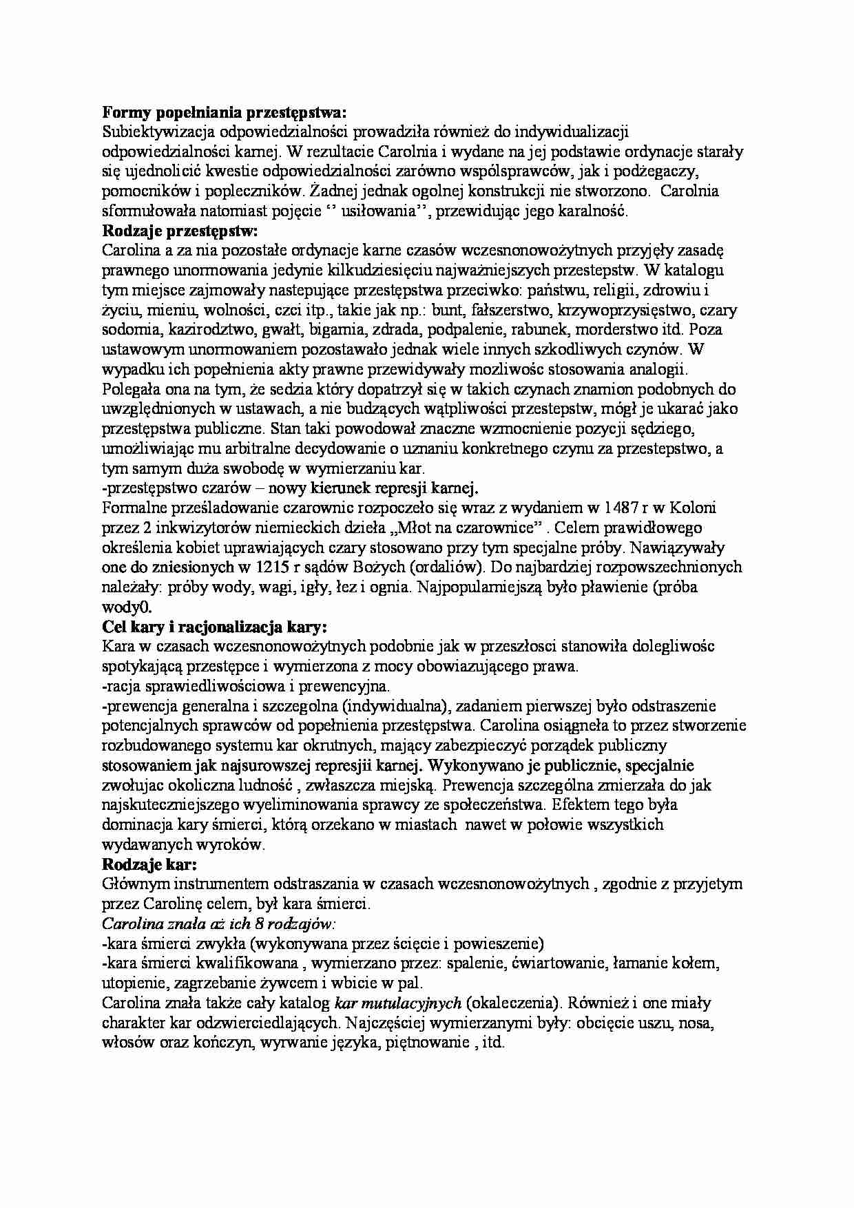 Formy popełniania przestępstw, kary - wykład - strona 1